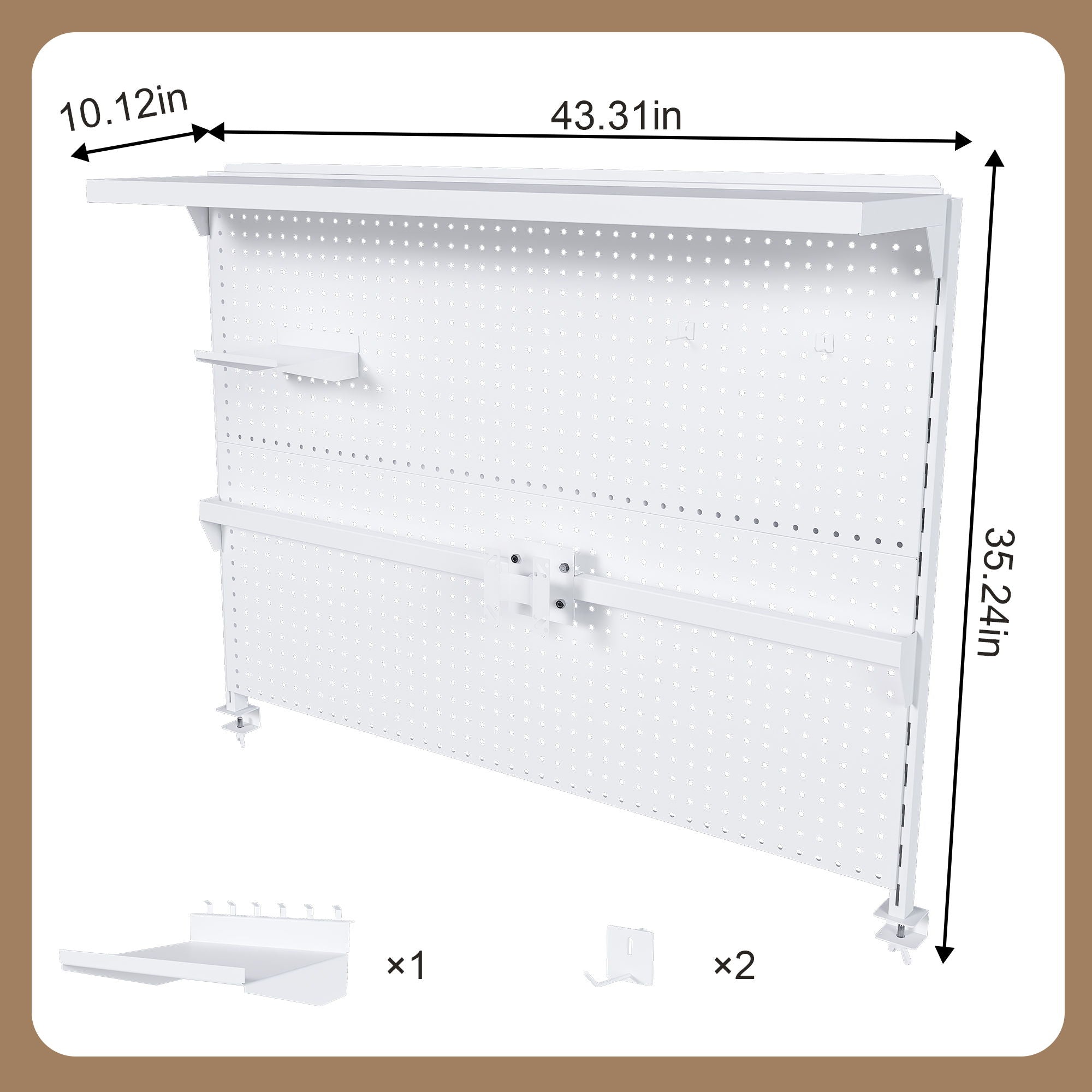 Clamp On Desk Pegboard With Single Monitor Stand