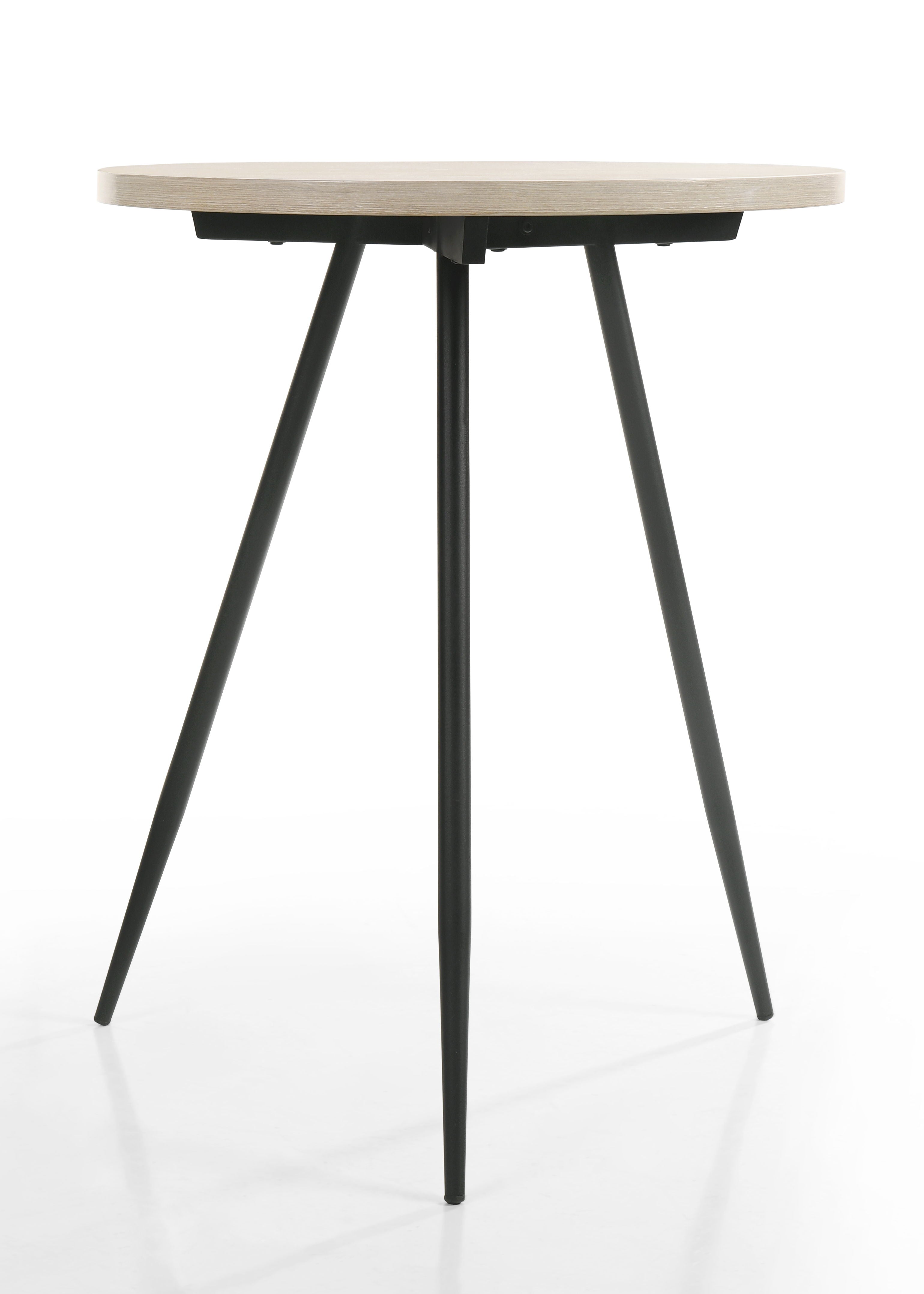 Neroli - Contemporary Round Side Table With Black Metal Base - Oak White - Best Buy Furniture