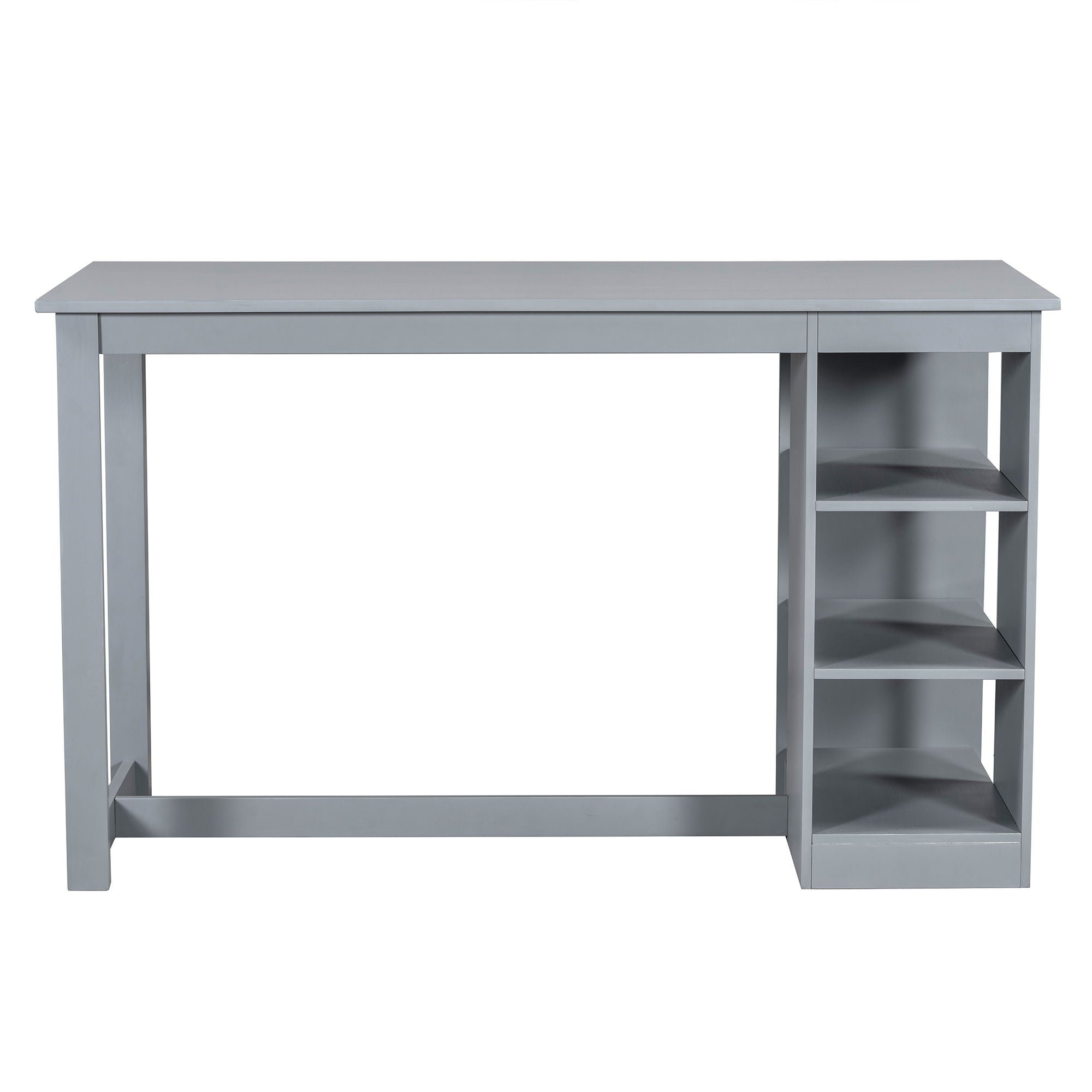 Solid Wood Farmhouse Counter Height Dining Table Set With 3 Tier Storage Shelves