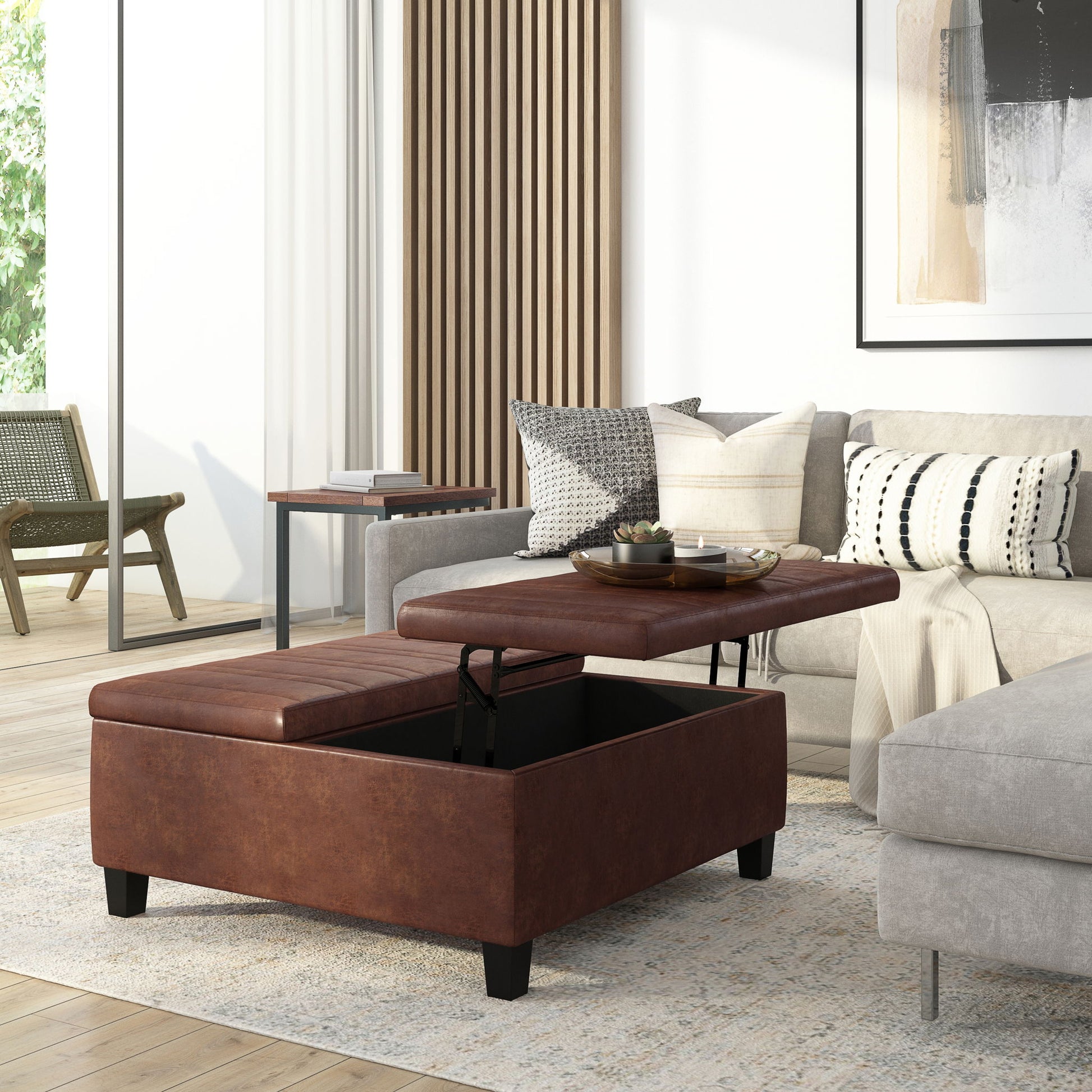 Ellis - Coffee Table Storage Ottoman Contemporary Design - Best Buy Furniture