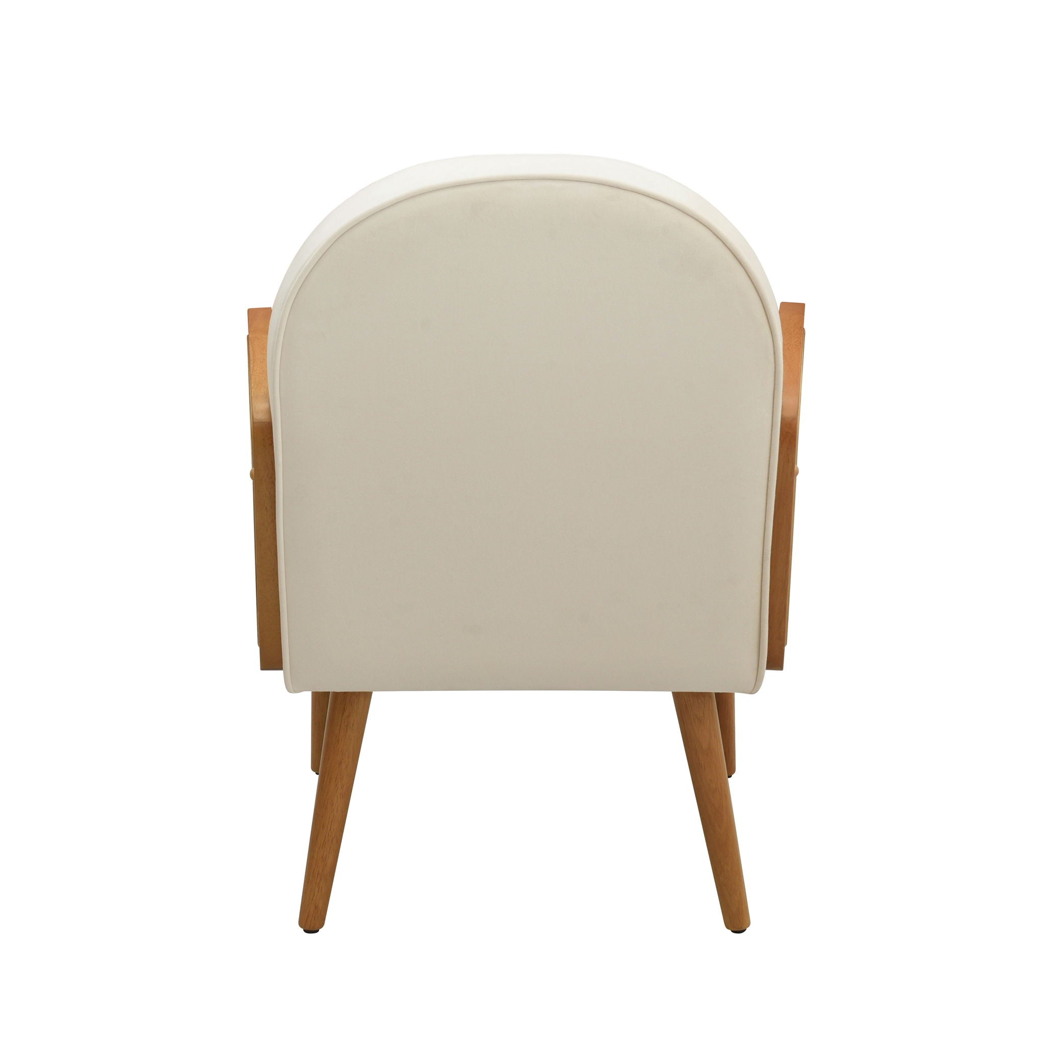 Accent Chair With Rattan Armrests And Wooden Legs Velvet For Living Room