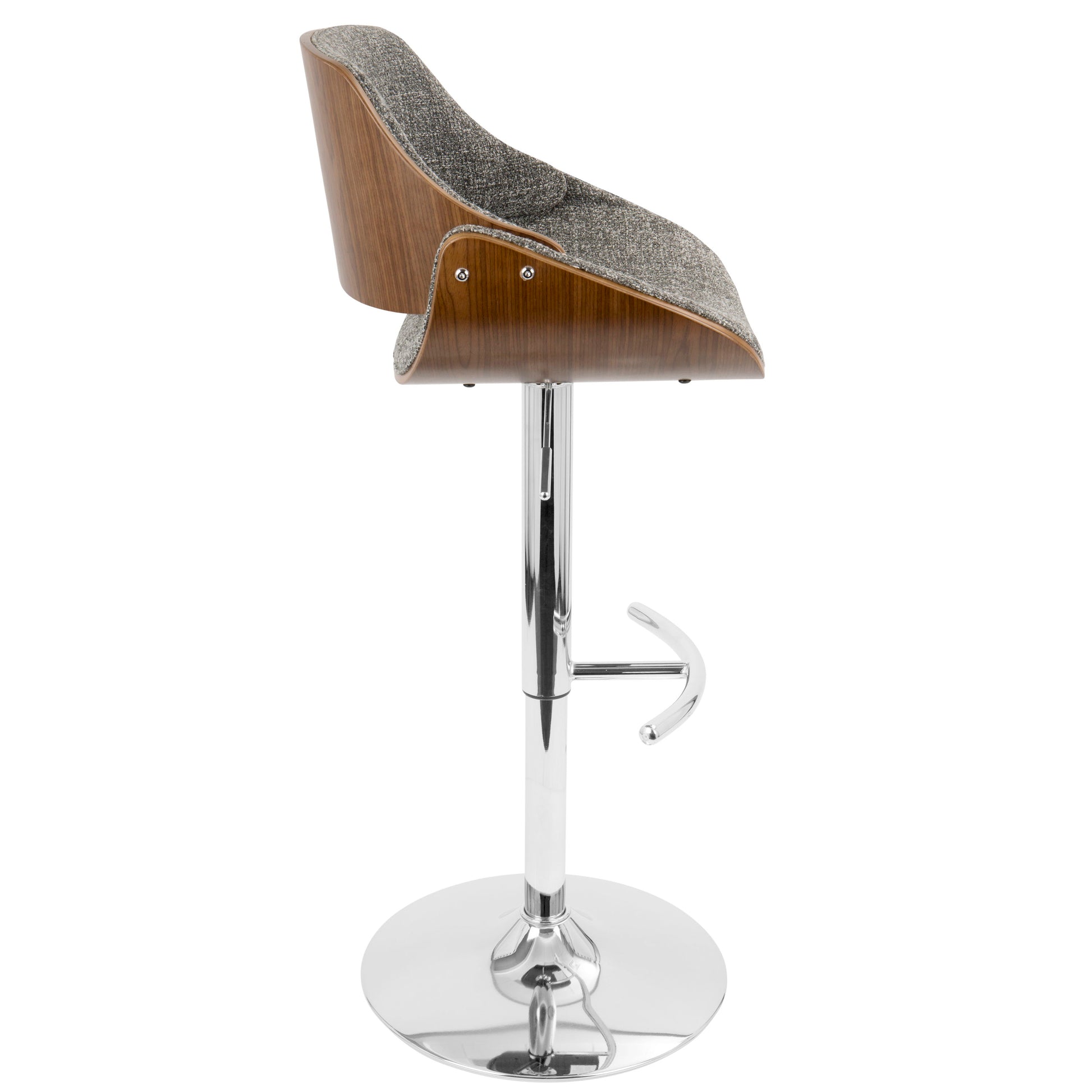 Fabrizzi - Mid Century Modern Adjustable Barstool With Swivel With Rounded T Footrest (Set of 3) - Best Buy Furniture