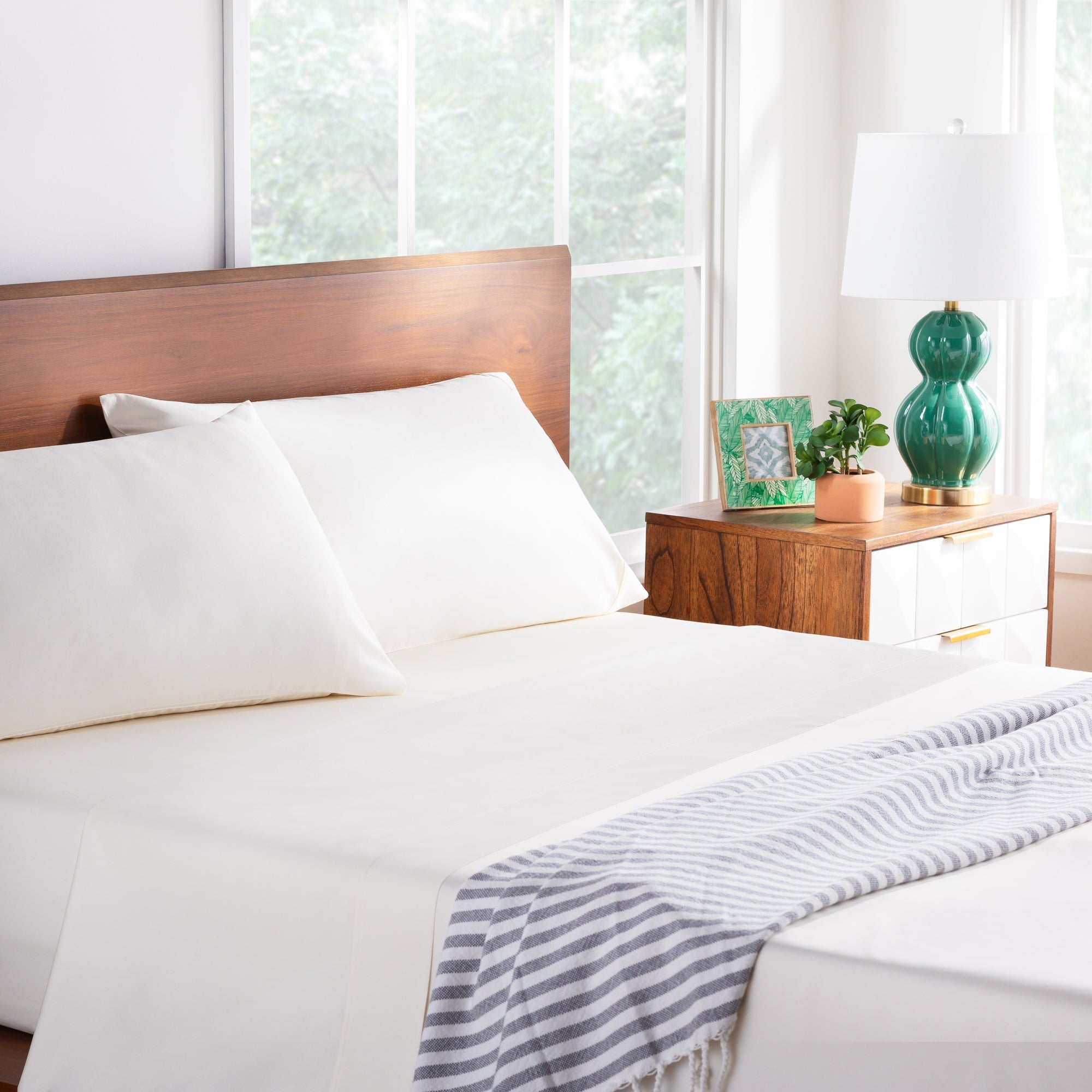 Linenspa 600TC Cotton Blend Pillowcase Set Queen Ivory