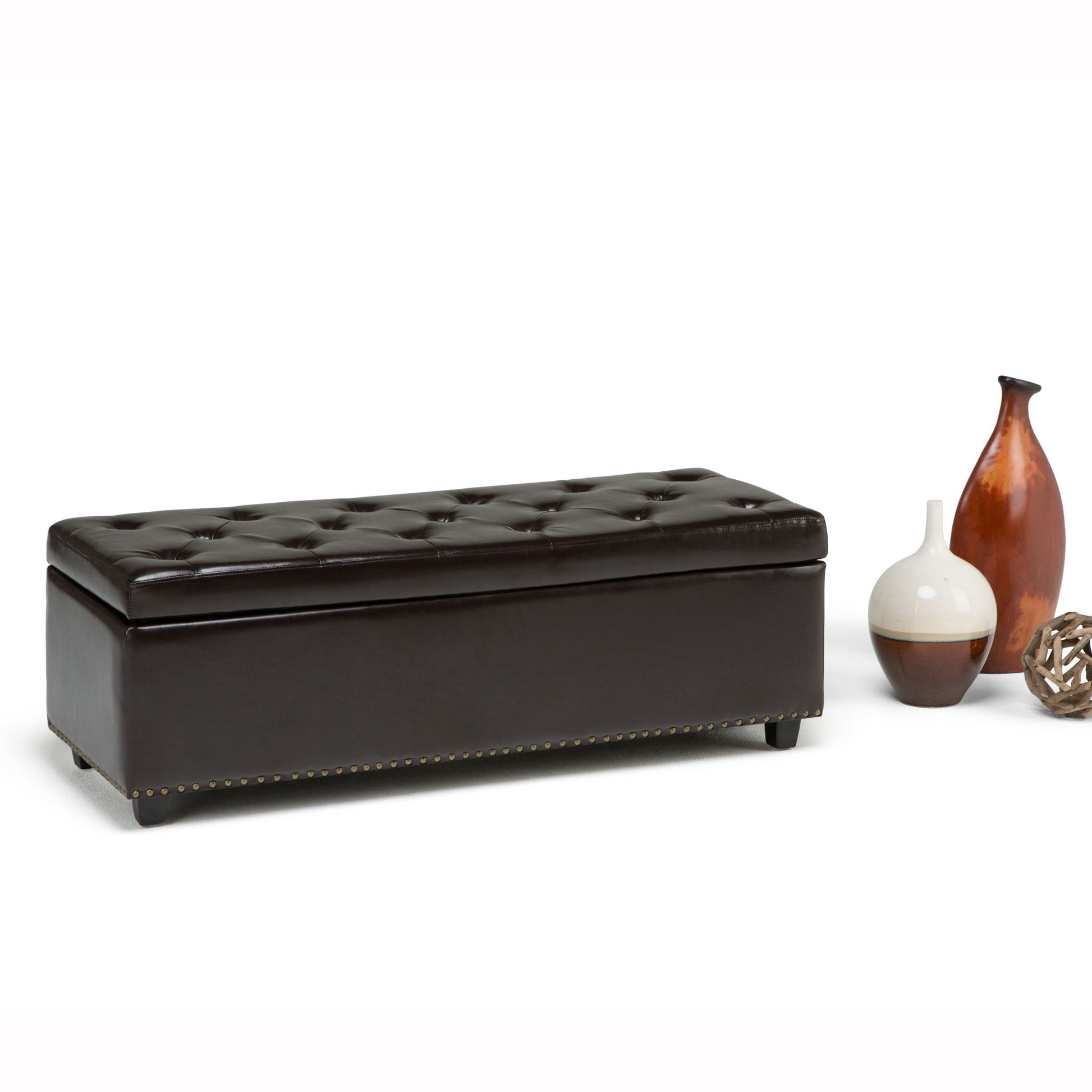 Hamilton - Storage Ottoman - Coffee Brown - Best Buy Furniture