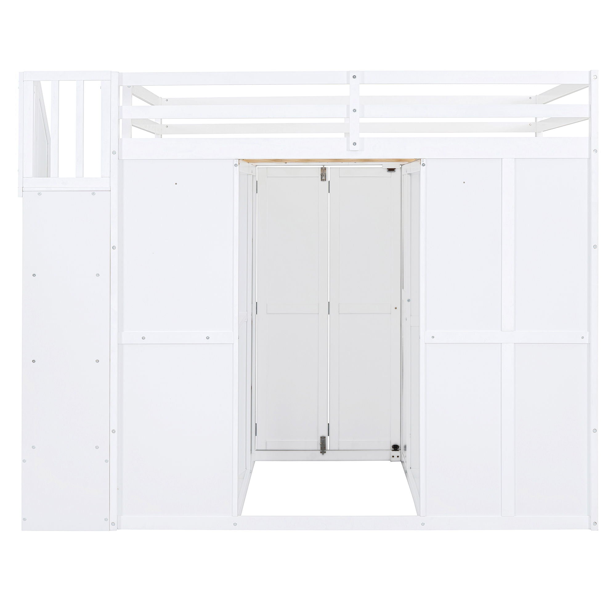 Loft Bed With Wardrobe, Desk And Shelves