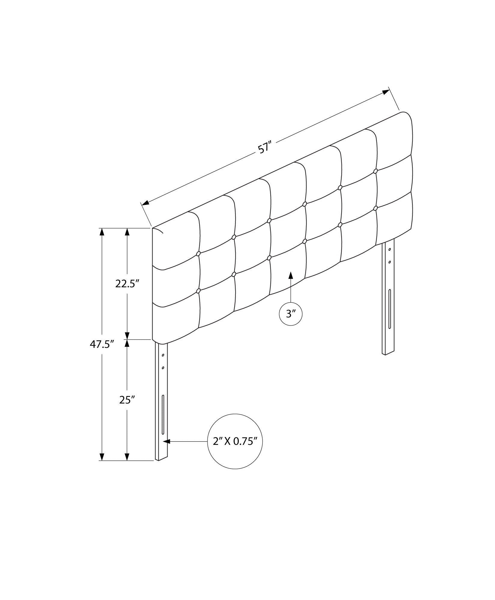 Full Size Bed Headboard Only, Upholstered, Transitional - Gray