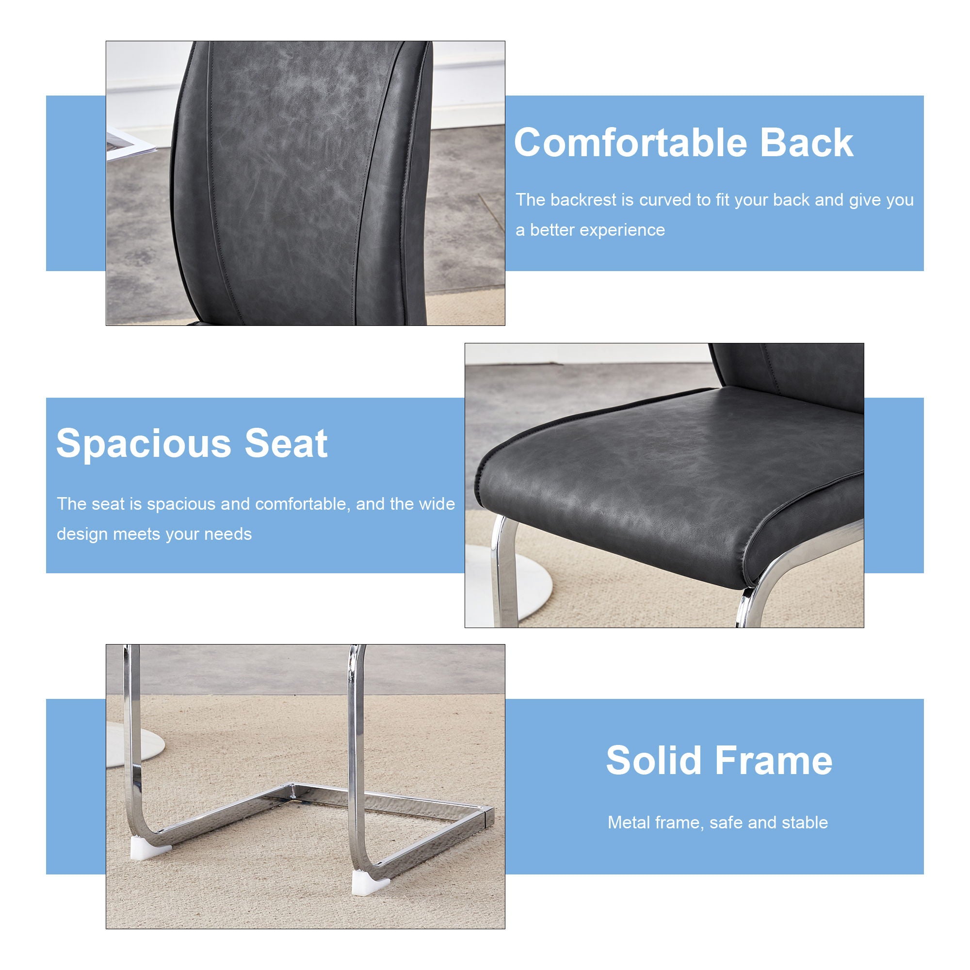 Luxury Simple Arch High Resilience Dining Chair With Arched Leg