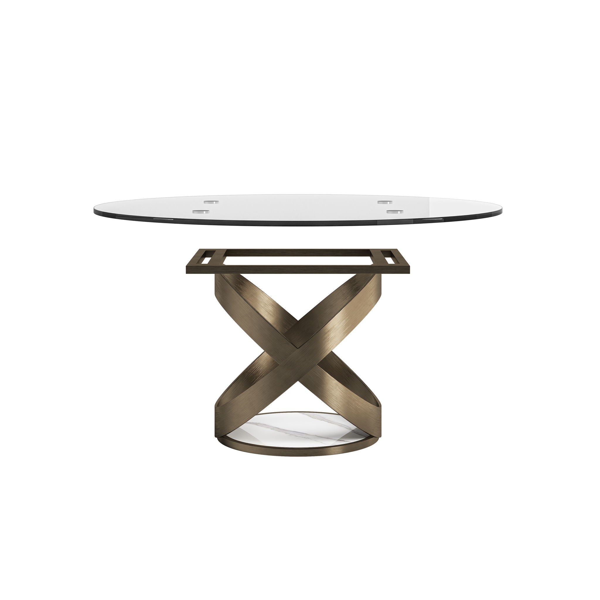 Modern Round Glass Top Dining Table With Carbon Steel Legs - White
