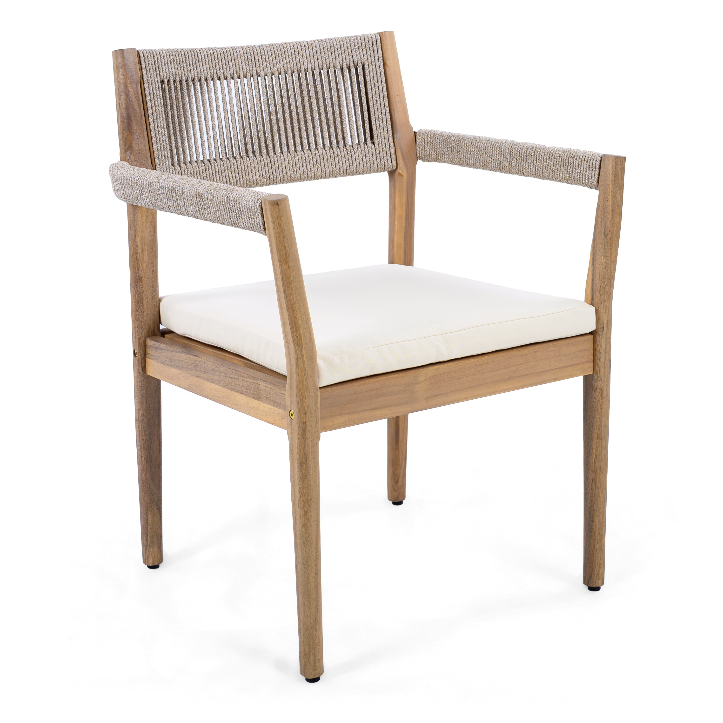 Patio Set Outdoor Acacia Wood Furniture Sets - Braided Dining Chairs and Patio Dining Table