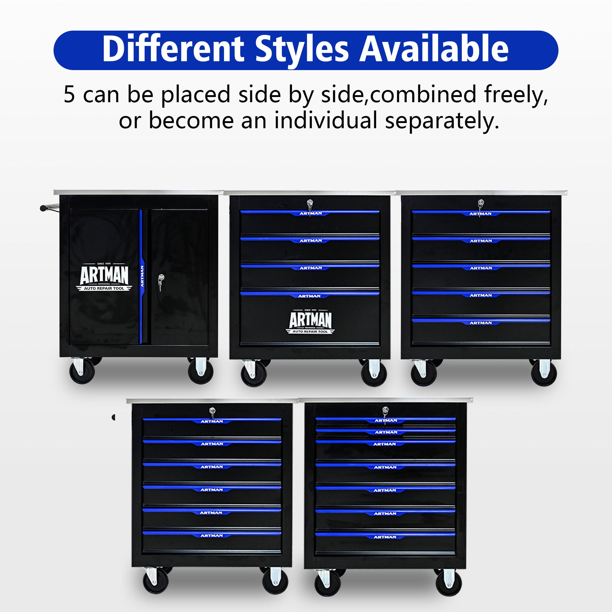 Movable Lockable Double Door Partition With Lock Multi Functional Hardware Storage Tool Car Auto Repair Locker - Black / Blue - Best Buy Furniture