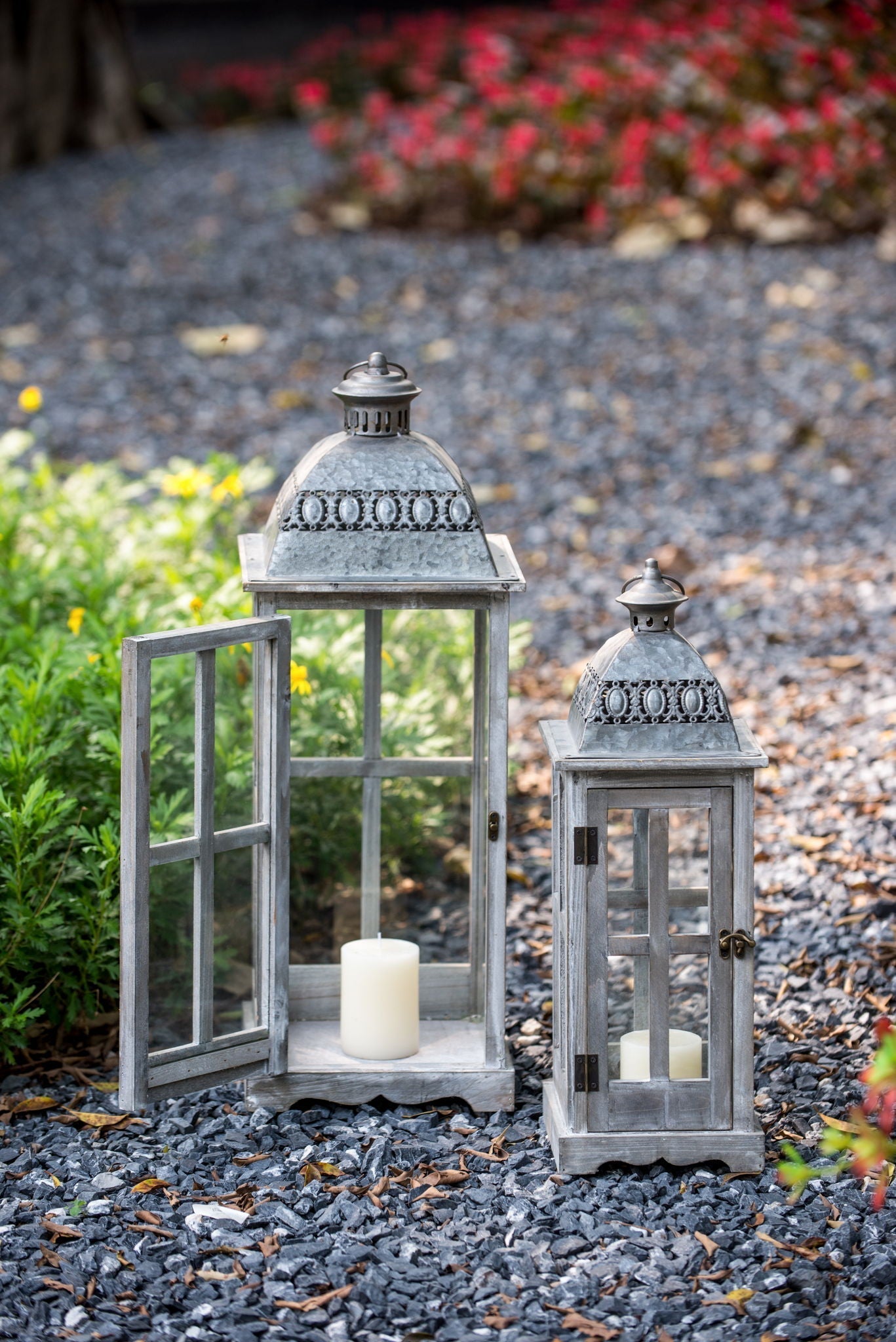 Wooden Candle Lantern Decorative Set for Indoor and Outdoor Use
