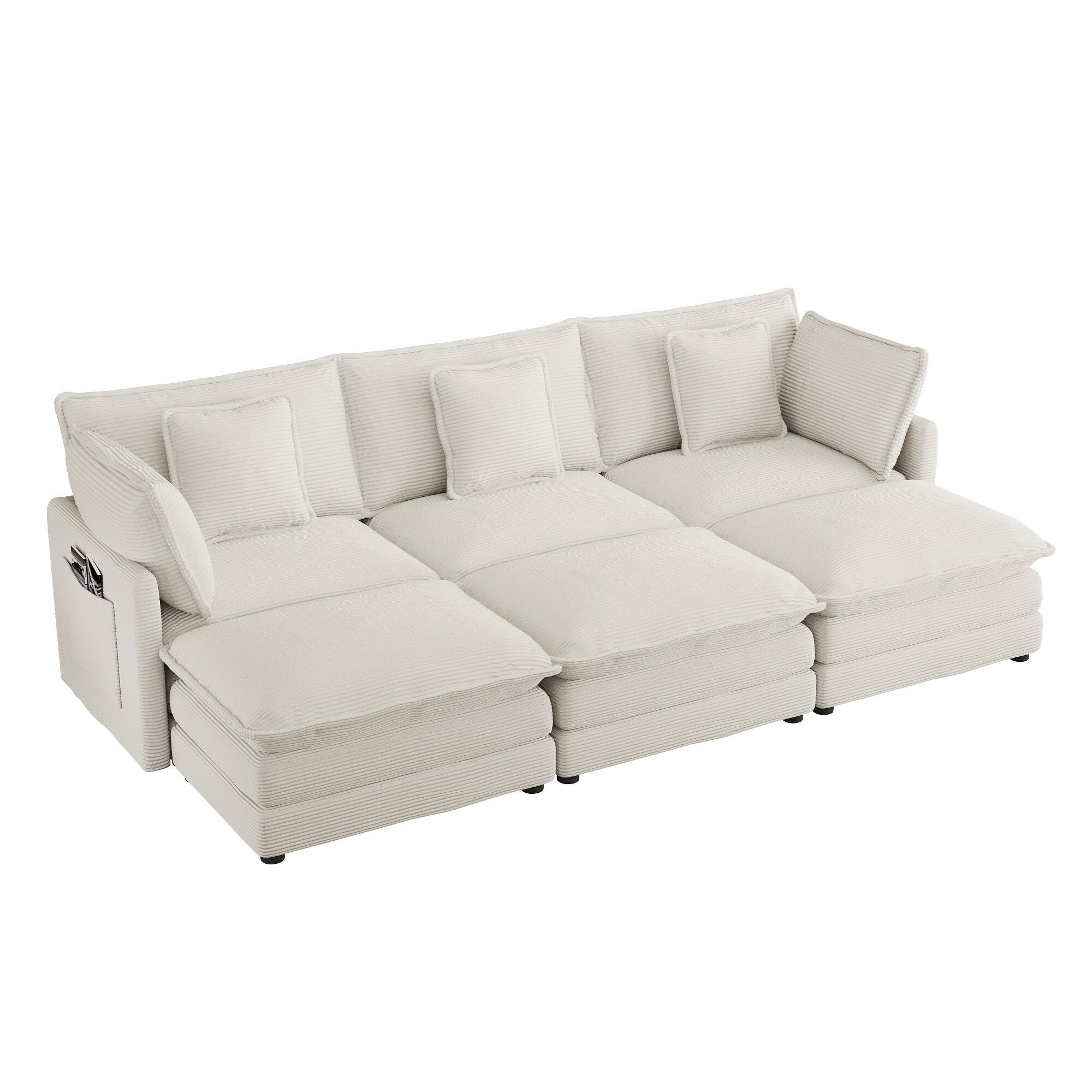 Modern Modular Sectional Sofa With Side Storage Pockets For Living Room