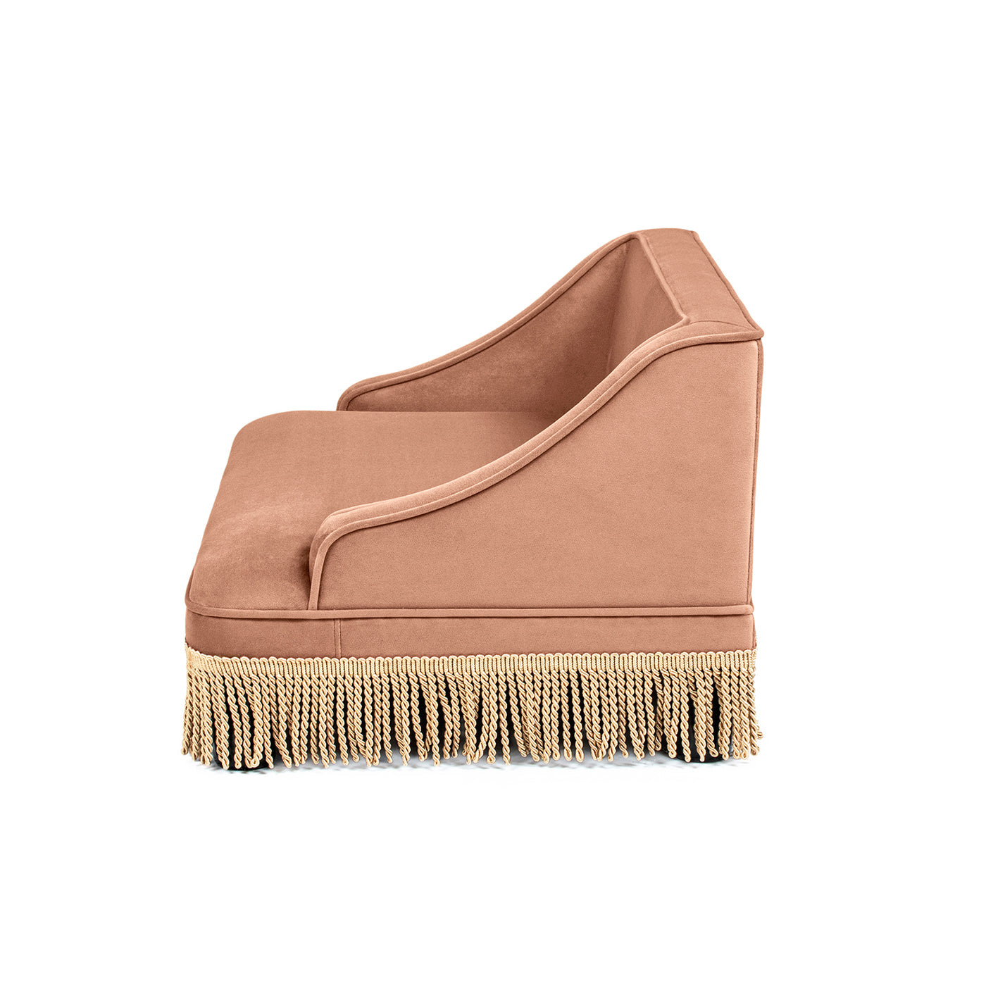 Duchess 33' Medium Princess Pet Bed Sofa with Fringe Skirt, Peach Orange Performance Velvet