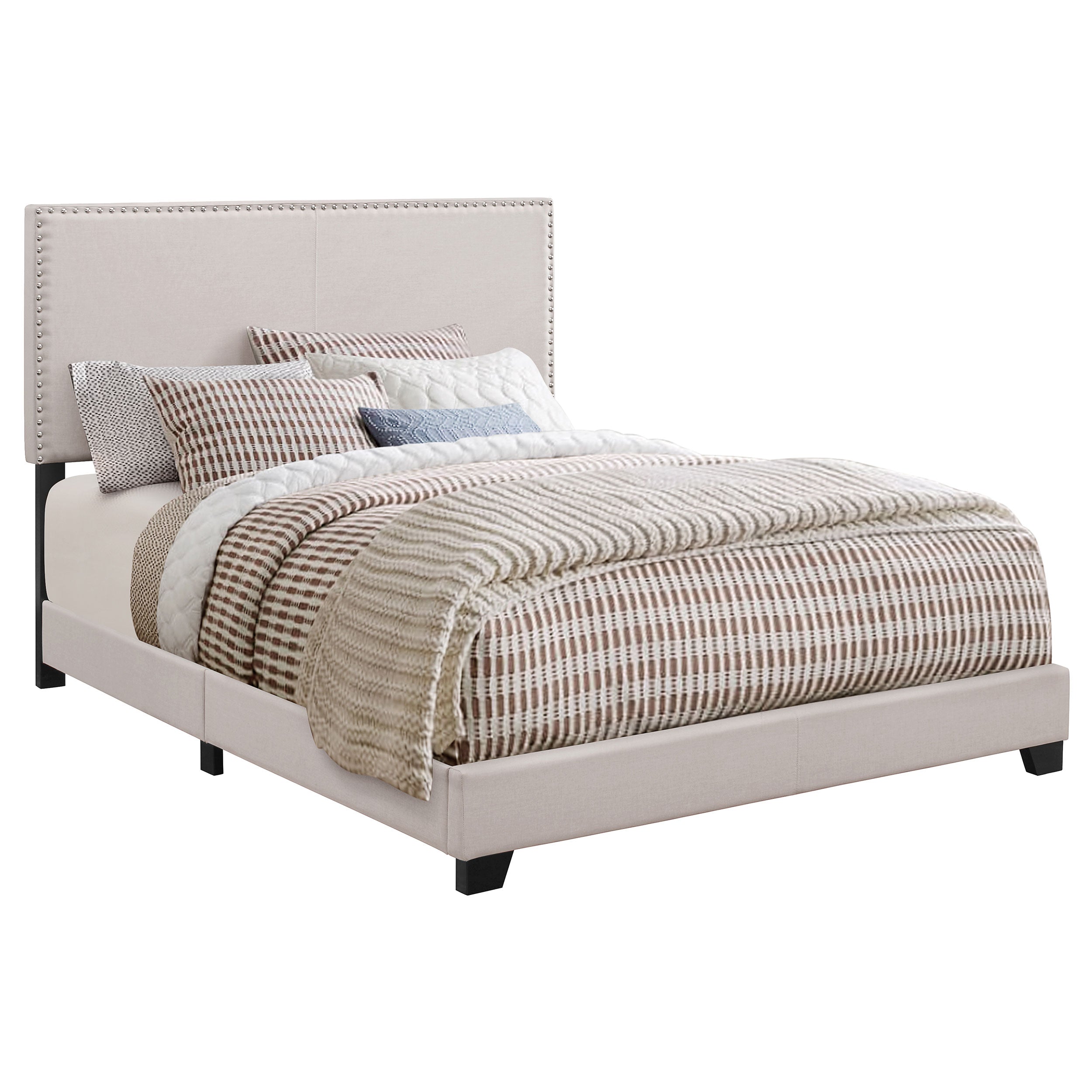 Boyd Upholstered Eastern King Panel Bed Ivory-CoasterEveryday