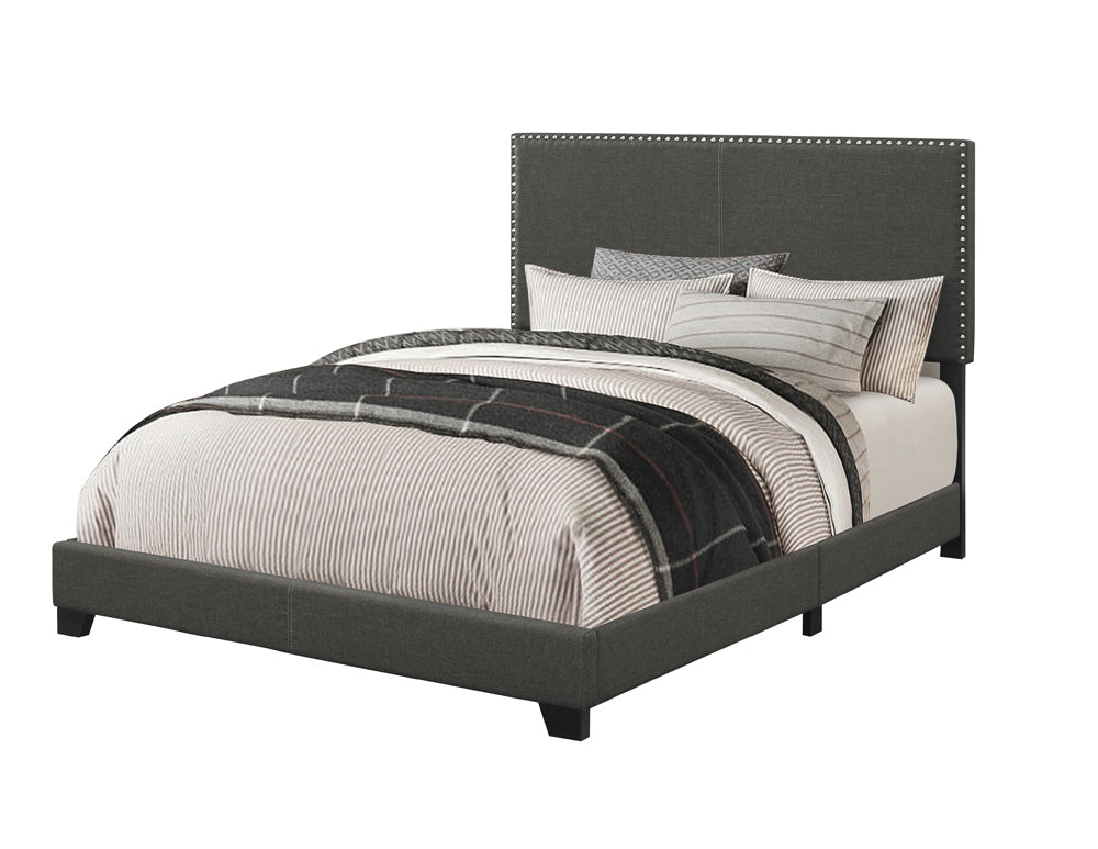 Boyd Upholstered Queen Panel Bed Charcoal-CoasterEveryday
