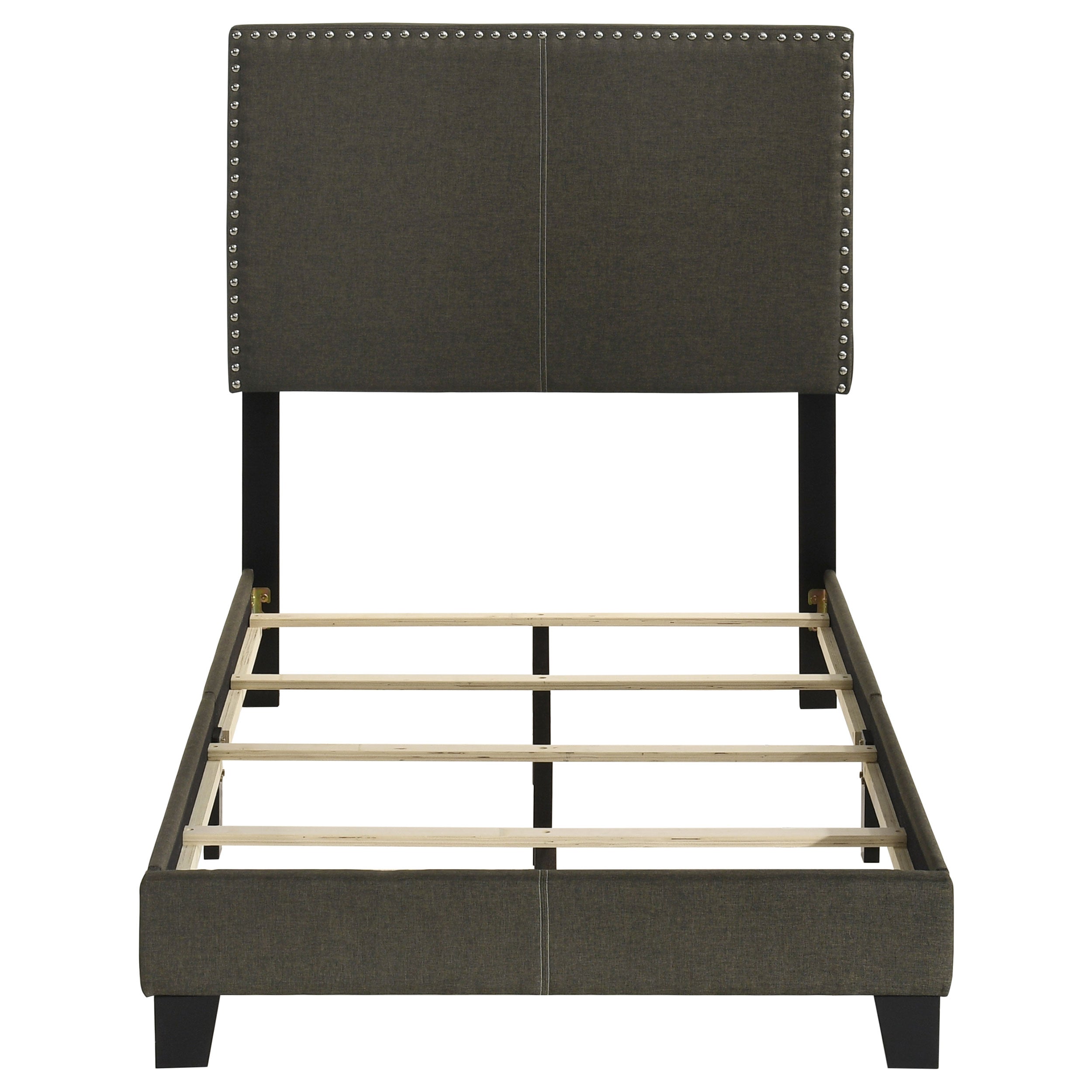 Boyd Upholstered Twin Panel Bed Charcoal-CoasterEveryday