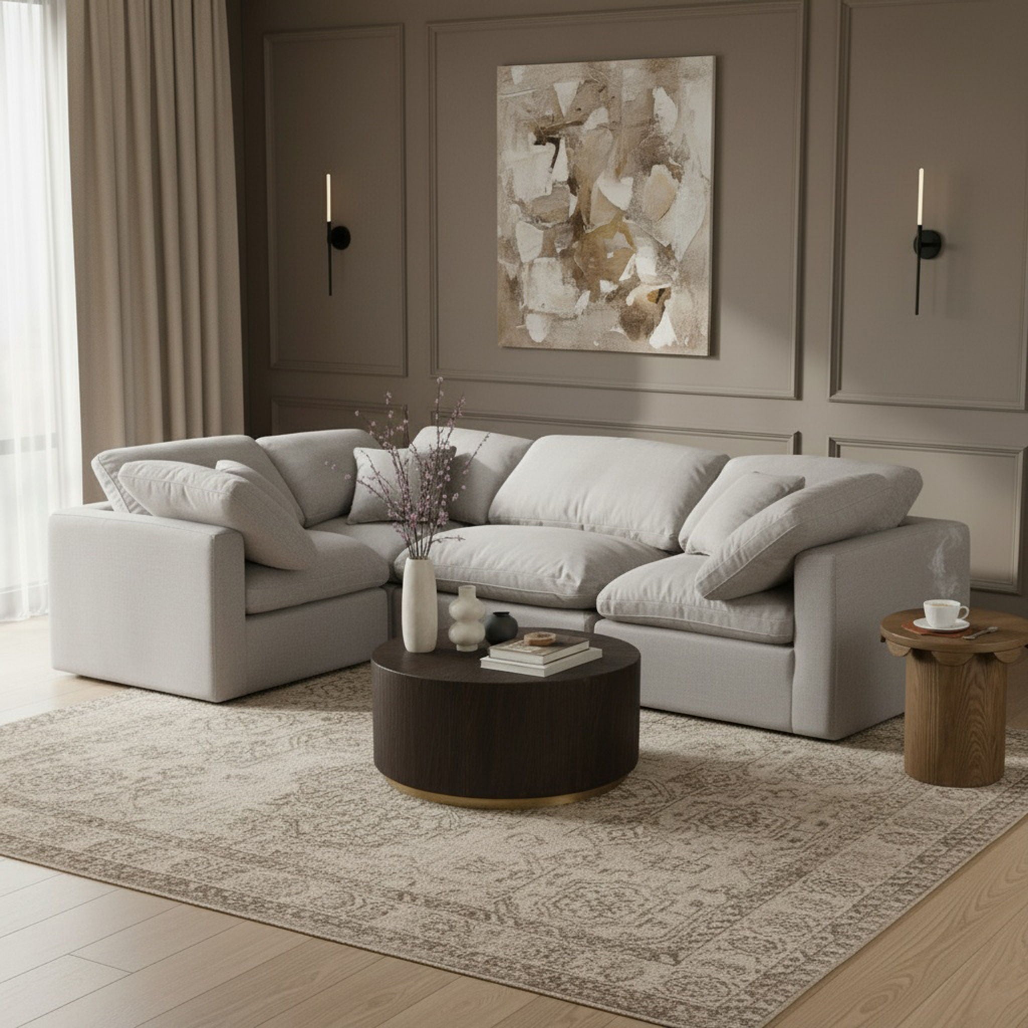 Indulge - Linen 4 Piece Modular Corner Sectional