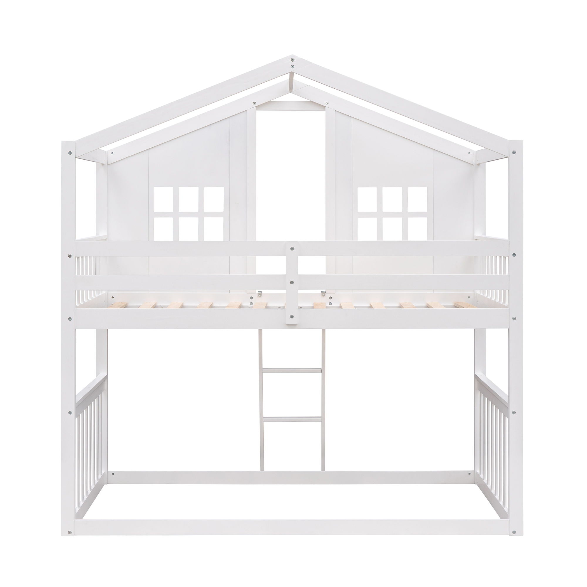 House Bunk Bed With Ladder, Wood Bed