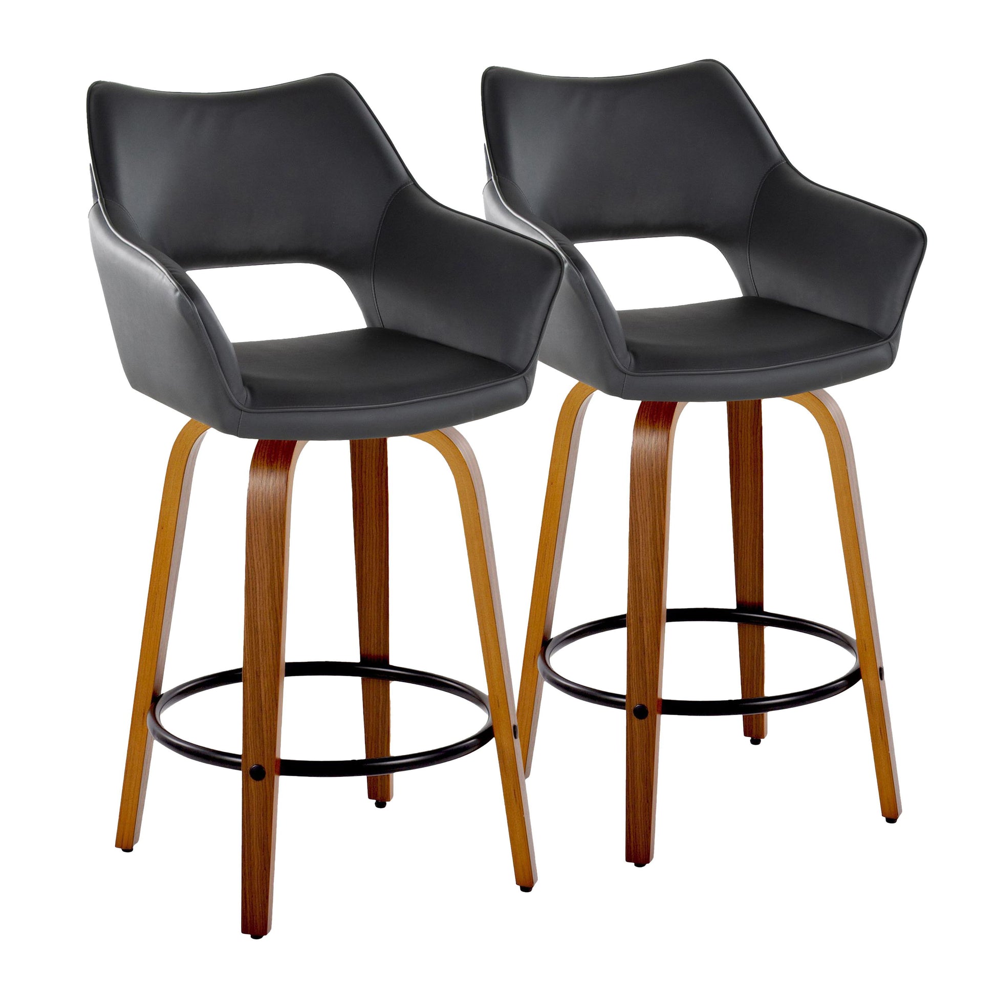 Mustang - Contemporary Fixed Height Counter Stool With Swivel With Round Footrest (Set of 2) - Best Buy Furniture
