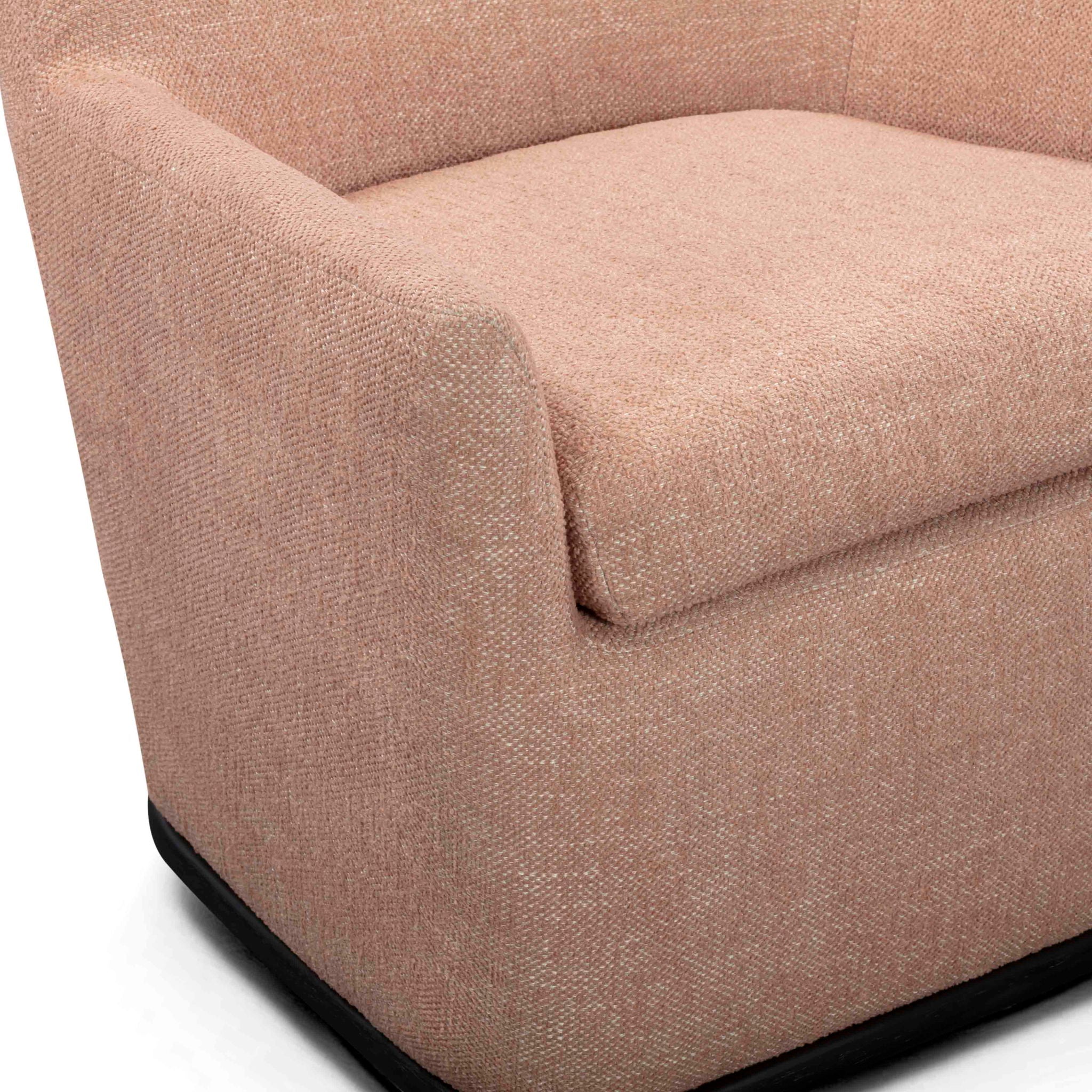 Mado - Textured Fabric Swivel Accent Chair - Peach