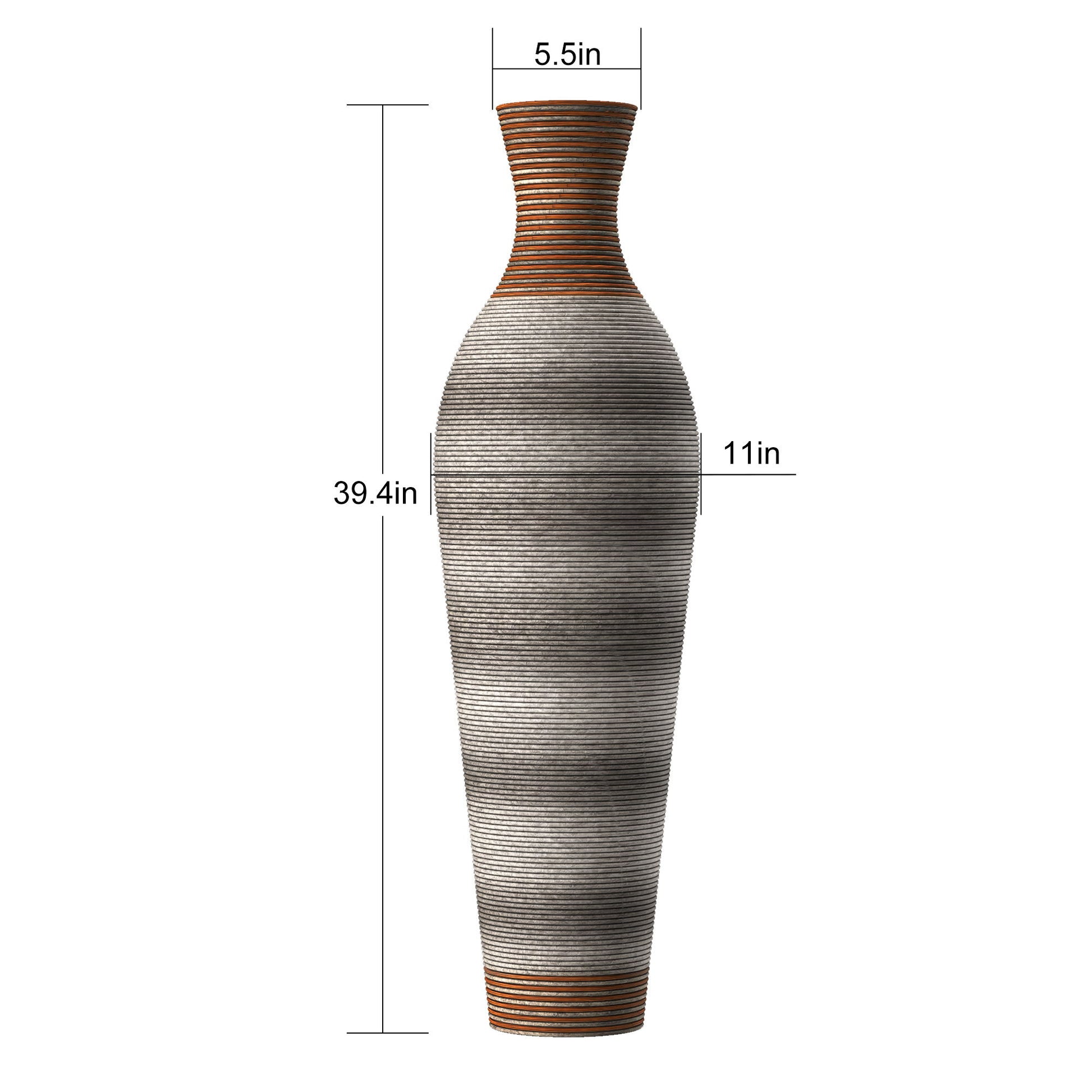Tall Vase - Brown Decorative Floor Vase, Classic Neat Floor Vase Tall Freestanding Flower Holder, Artificial Rattan Vase, Floor Vase, Flower Holder For Home Decor - Gray - Best Buy Furniture