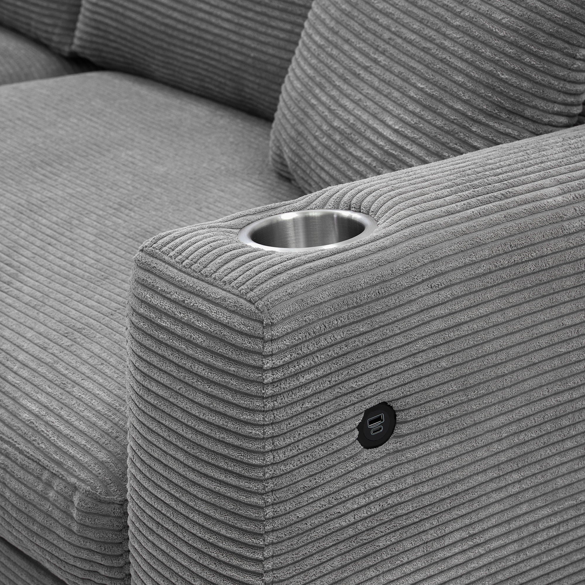 Oversized Sectional L Shaped Cloud Couch With USB Charging Port Cup Holder Deep And Wide Seat Sofa With Chaise Comfy