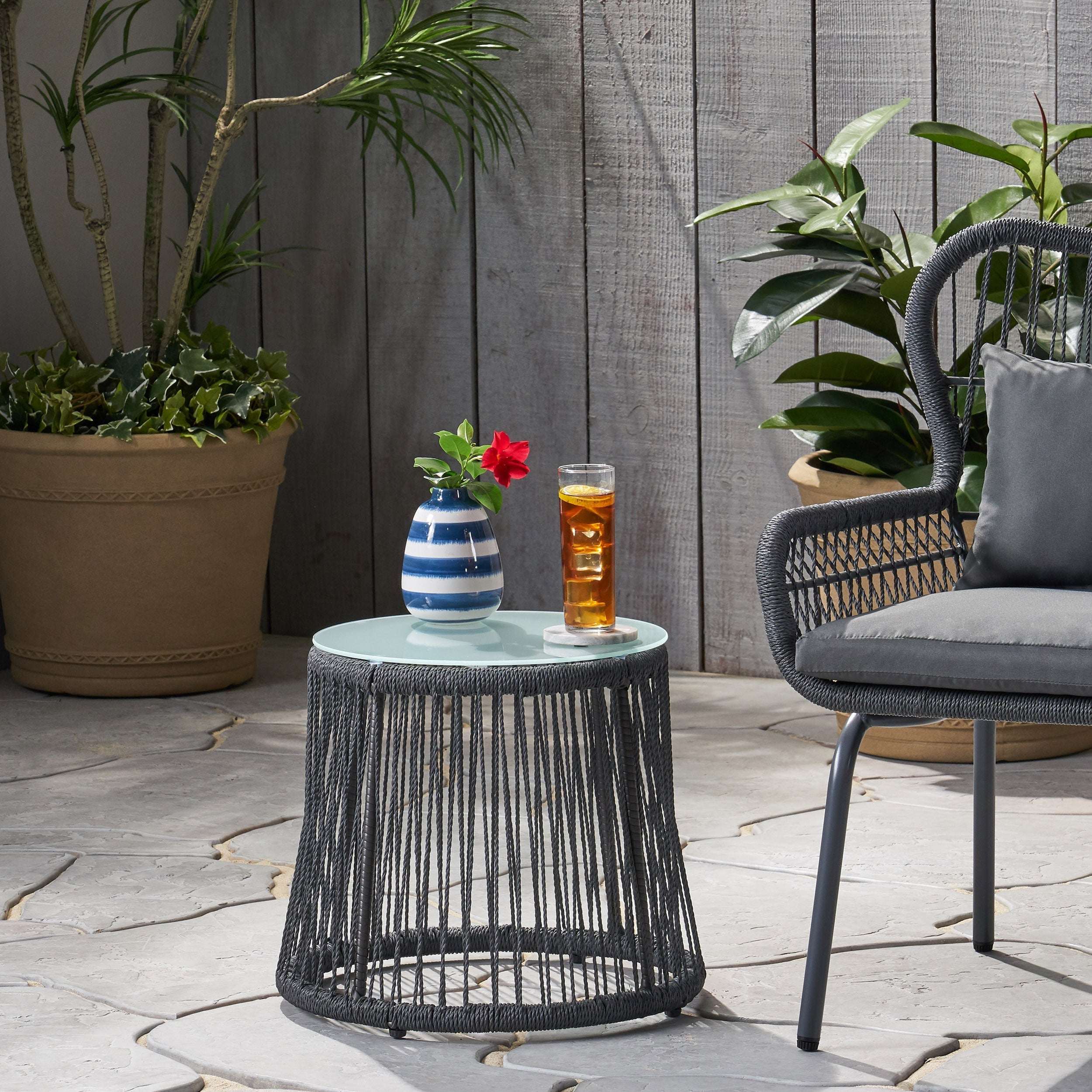 Boho Southport Side Table with Glass Top