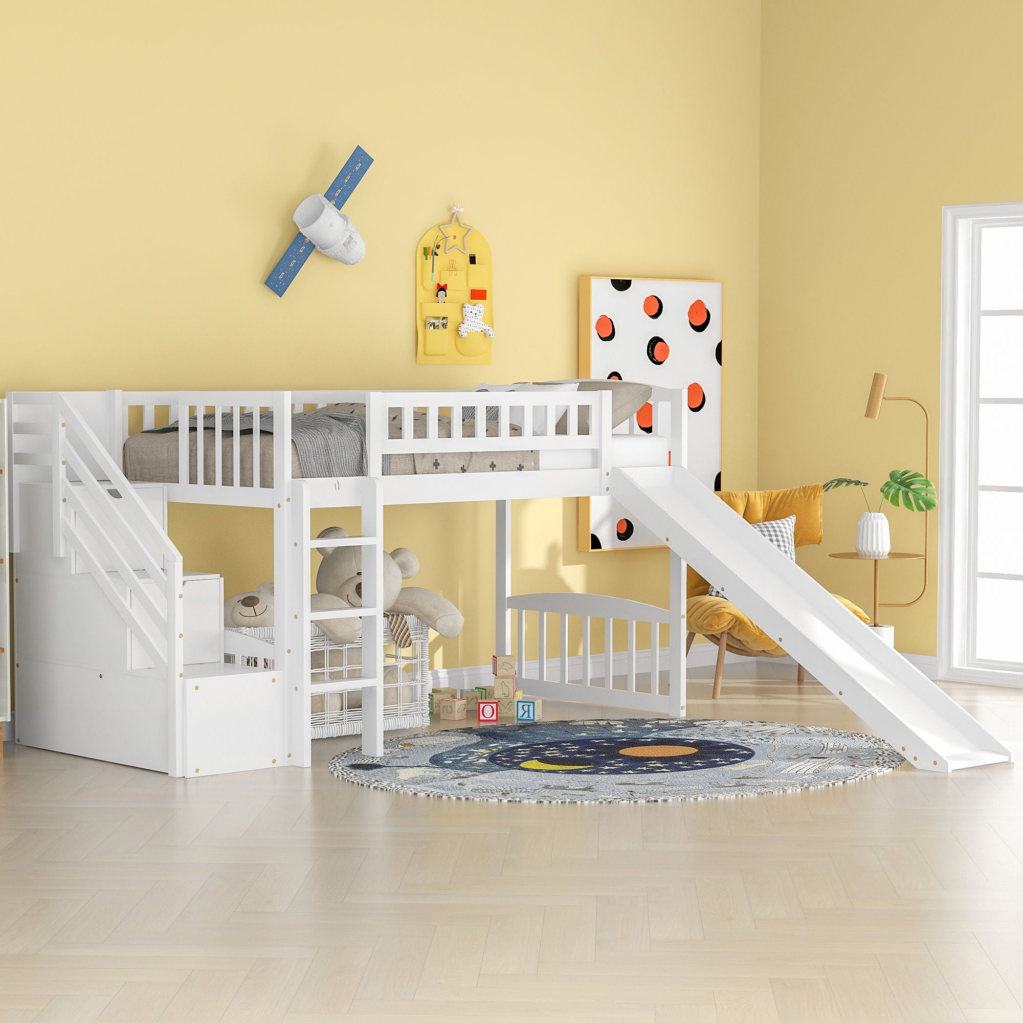 Loft Stairway Bed With 2 Drawers And Slide