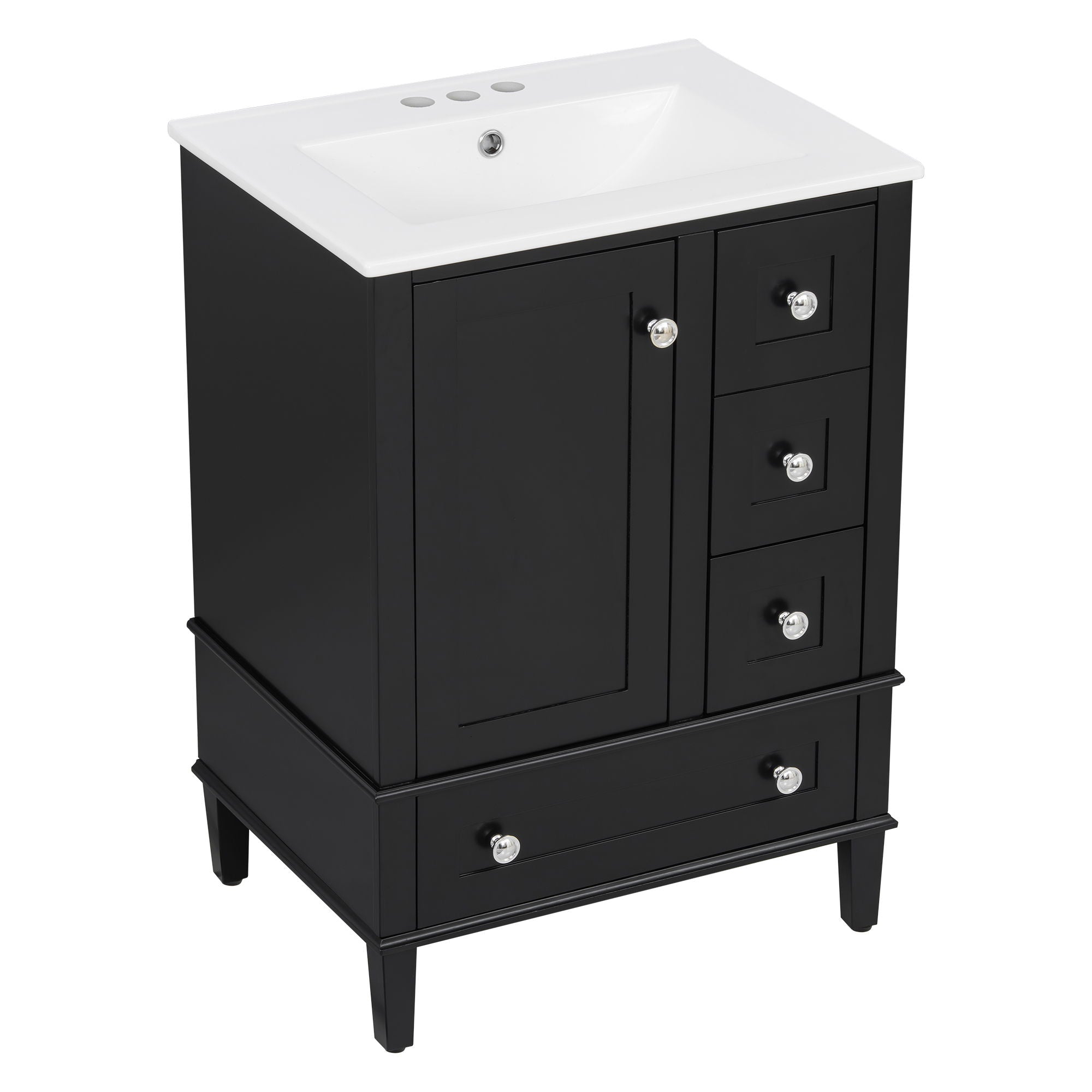 Bathroom Vanity With Integrated Basin, Soft Close Drawers, Door Mounted Double Layer Shelf