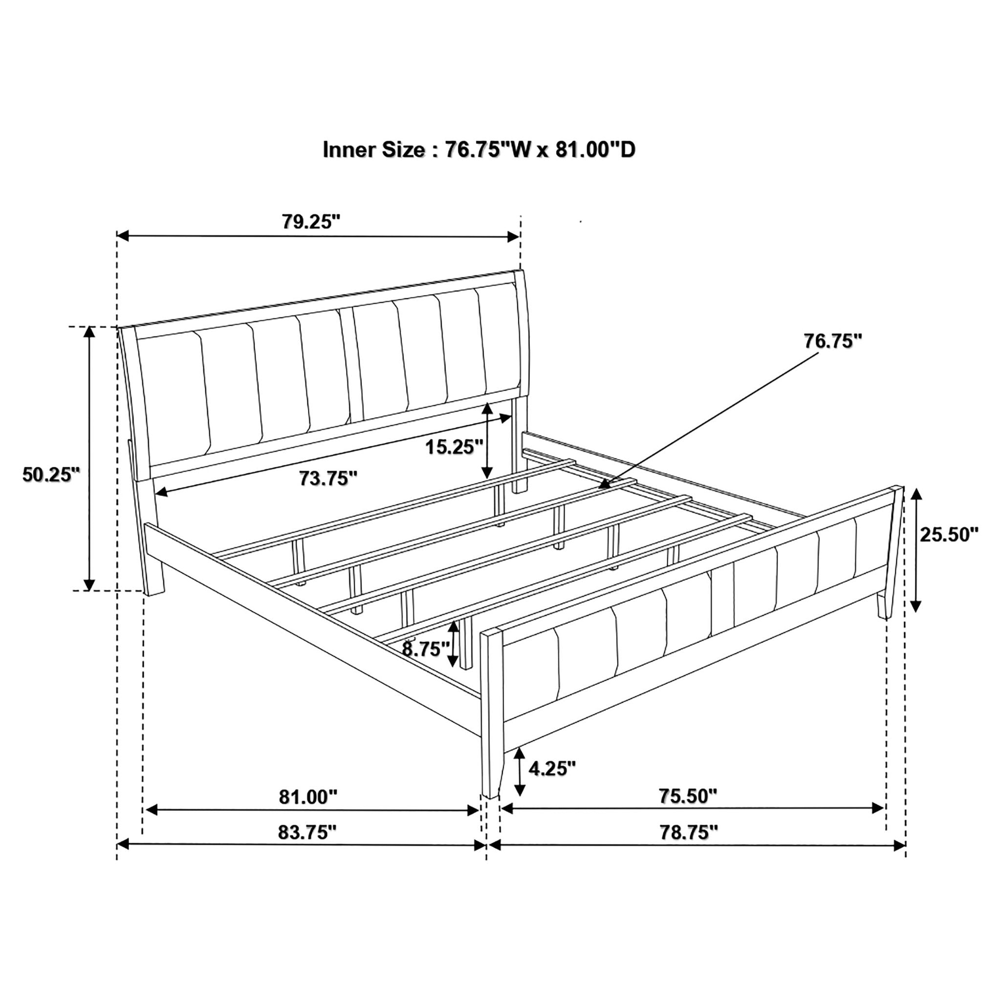 Eastern King Panel Bed With Upholstered Headboard And Footboard - Cappuccino