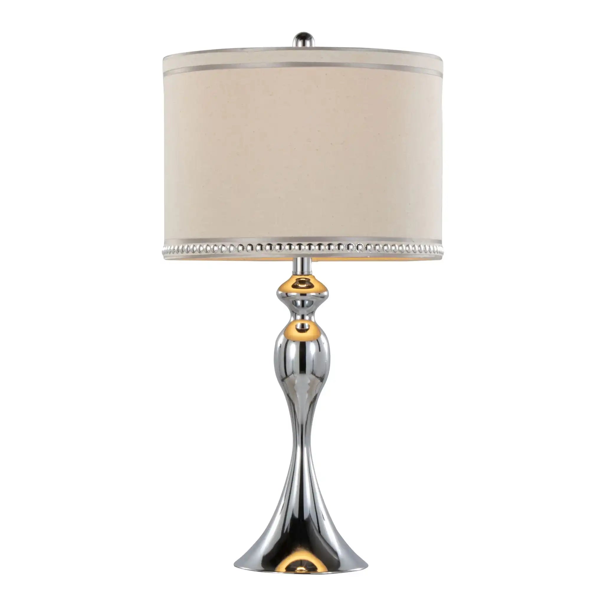 Ashland - Contemporary Table Lamp With Trim (Set of 2) - Polished Chrome / Cream