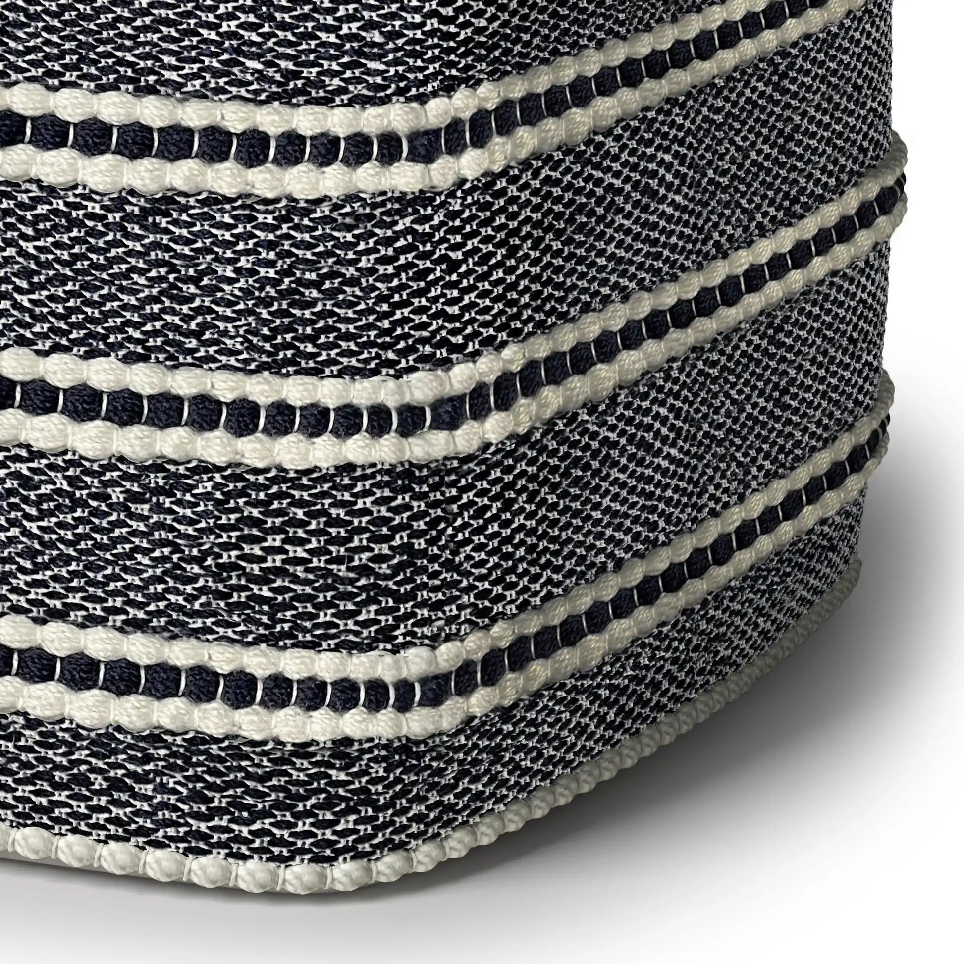 Corrie - Square Woven Outdoor / Indoor Pouf - Navy / White - Best Buy Furniture