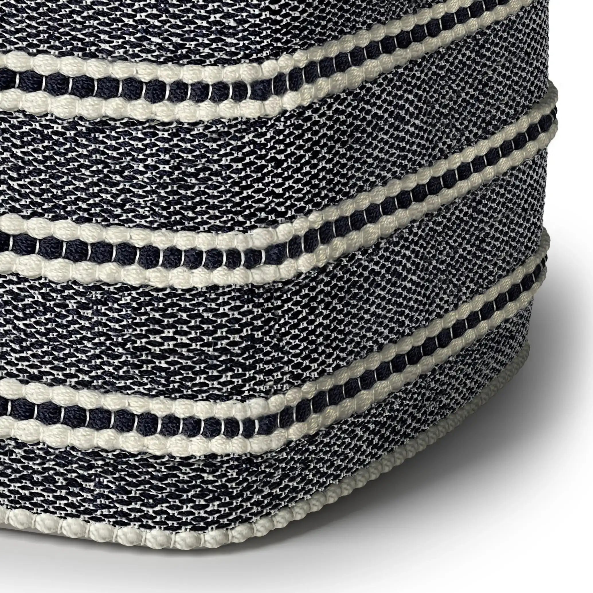 Corrie - Square Woven Outdoor / Indoor Pouf - Navy / White - Best Buy Furniture
