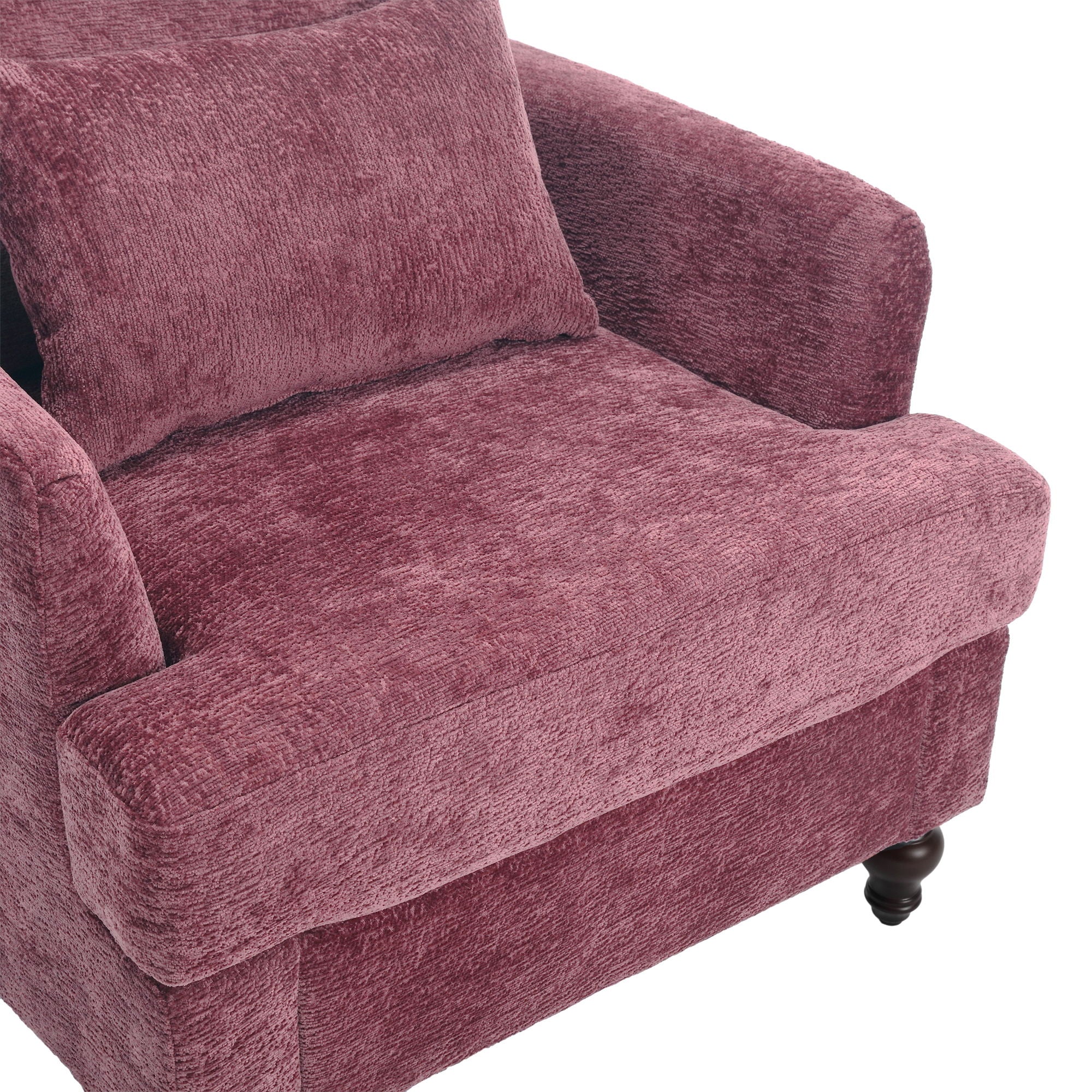 Modern Mid Century Wood Frame Armchair With Tufted Design