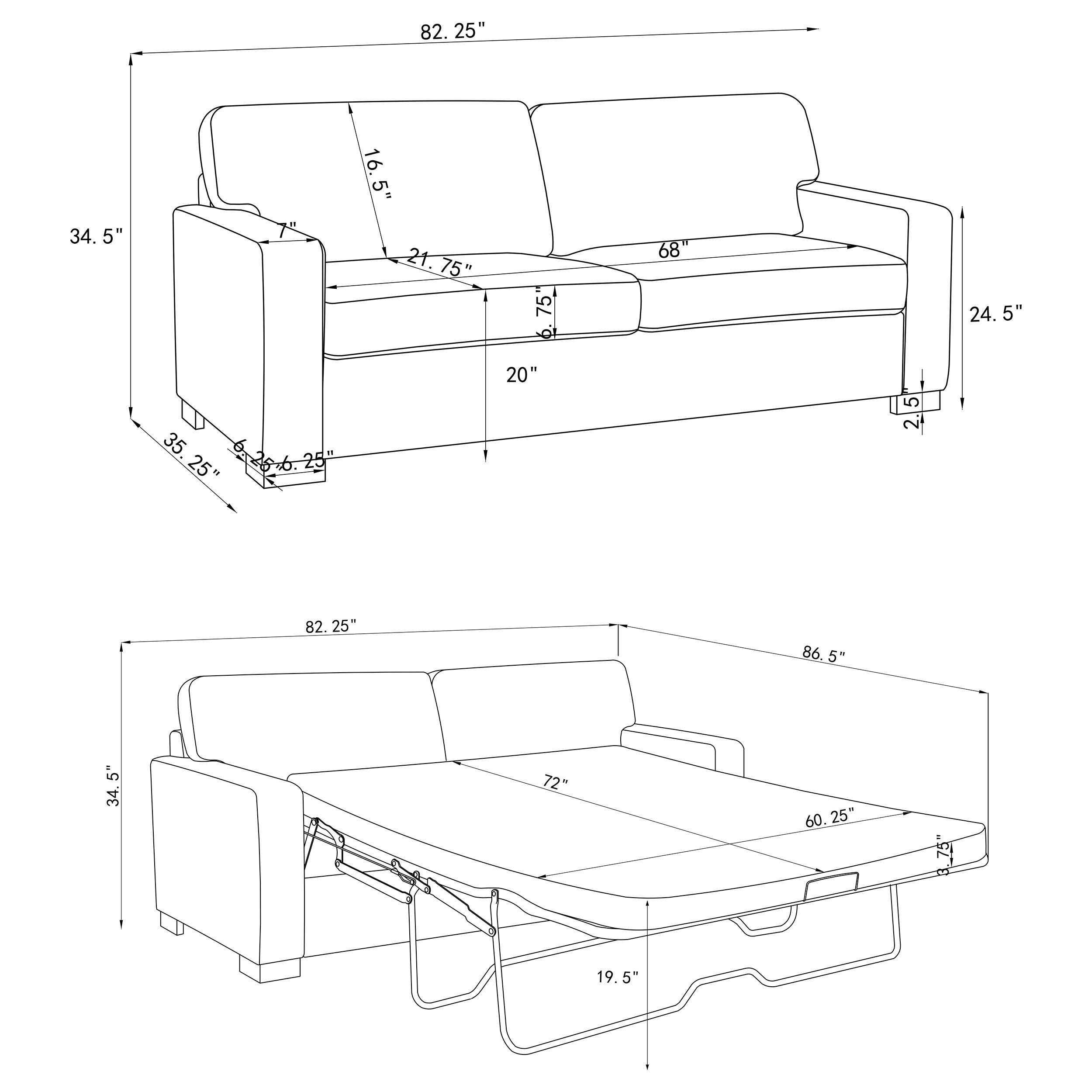 Simpson Upholstered Sofa Sleeper with Queen Mattress Grey-