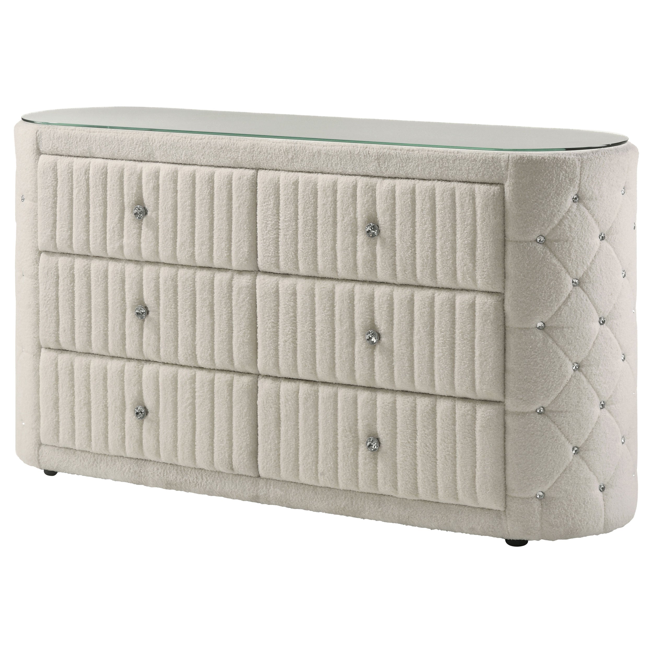 Sonya 6-drawer Upholstered Bedroom Dresser Ivory-