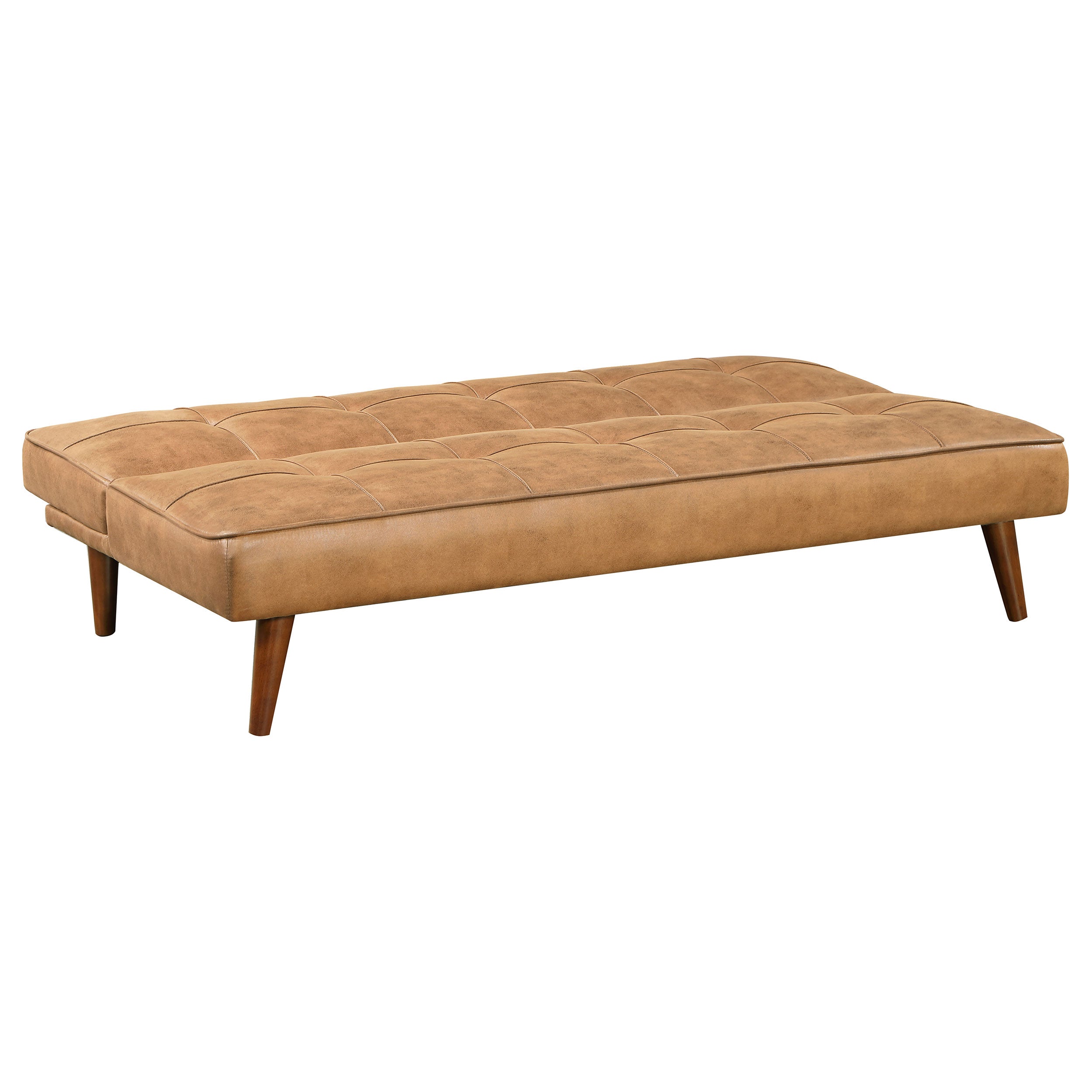 Jenson Upholstered Tufted Convertible Sofa Bed Saddle Brown-