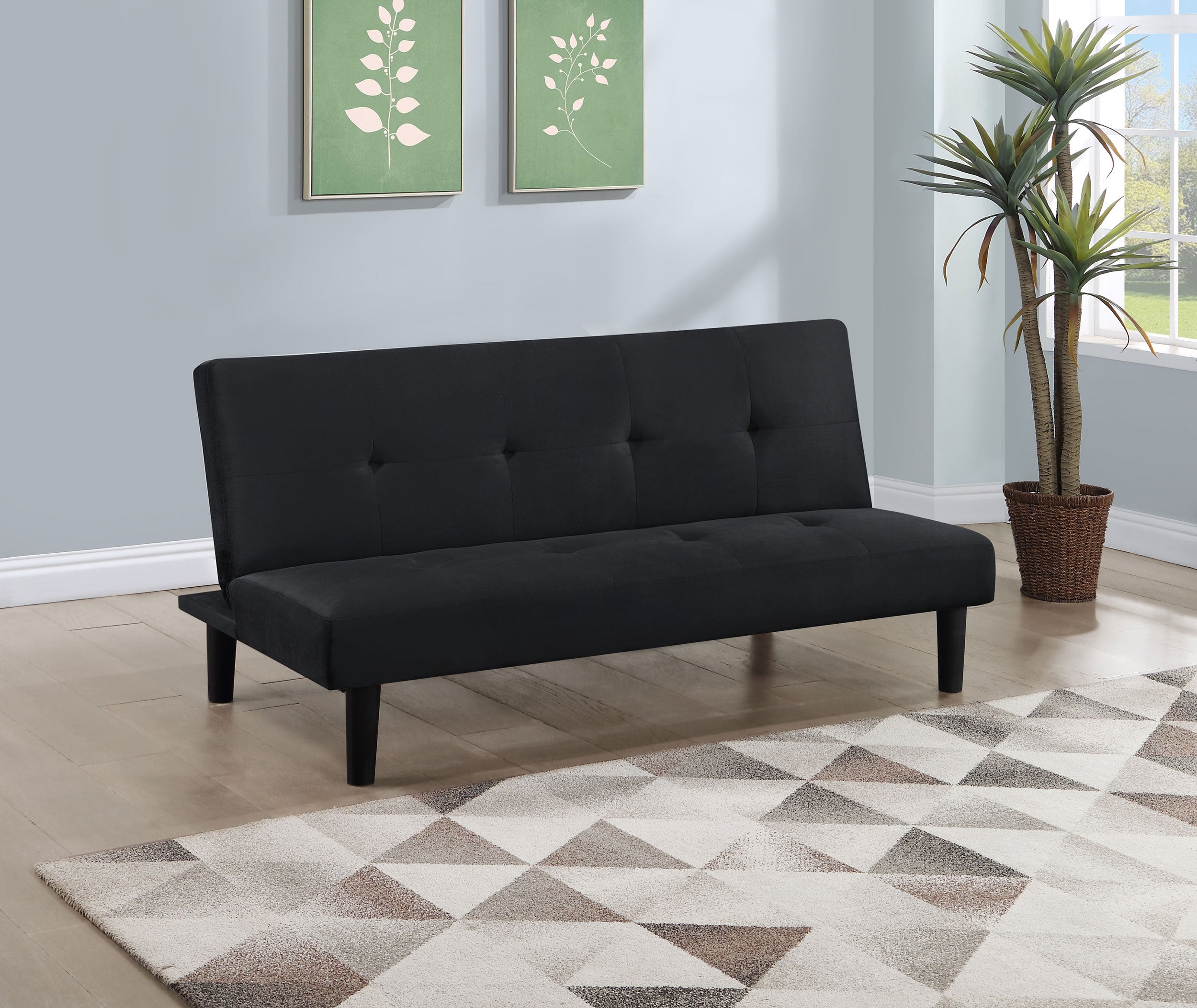Stanford Upholstered Tufted Convertible Sofa Bed Black-