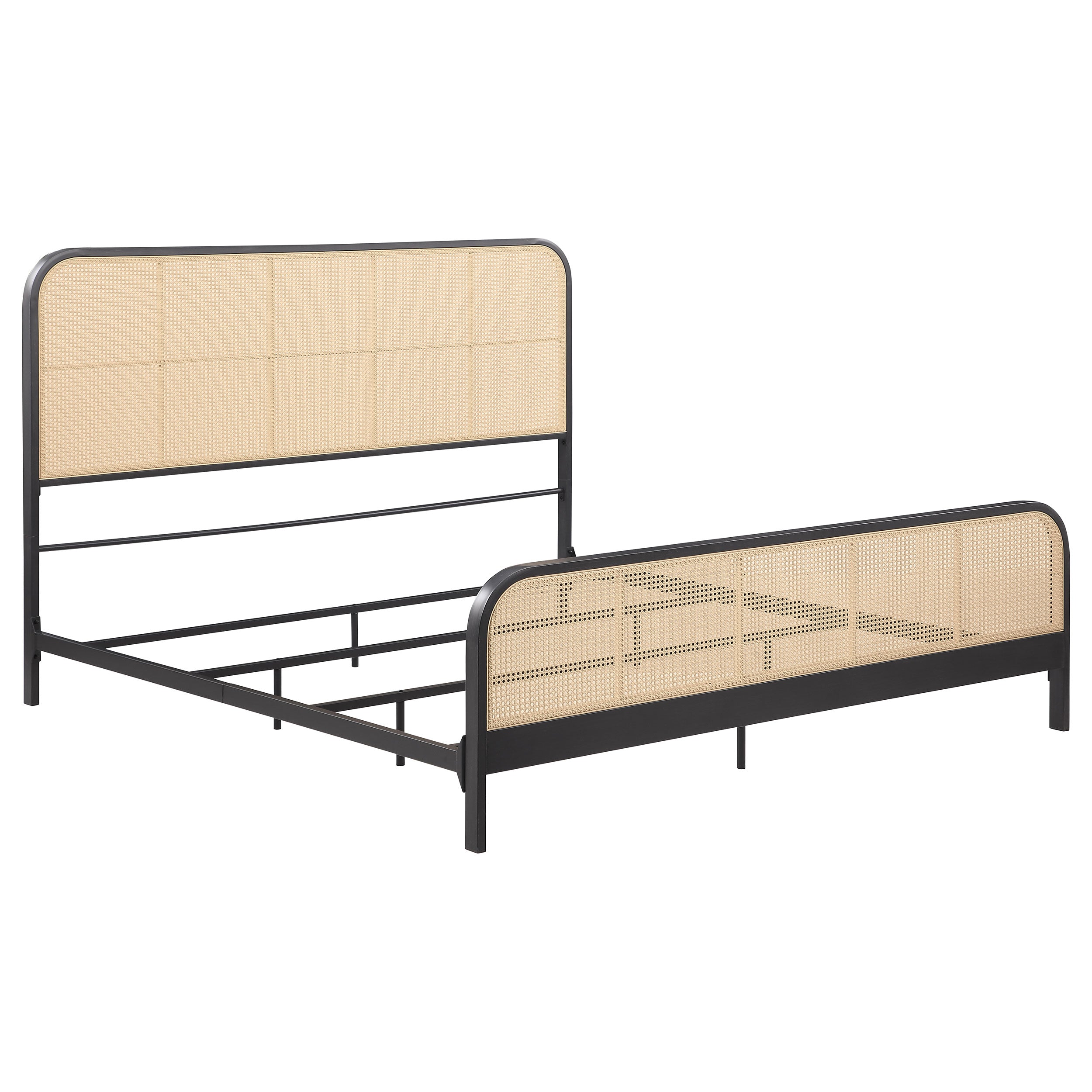 Lanewood Open Cane Webbing Metal Eastern King Bed Black-