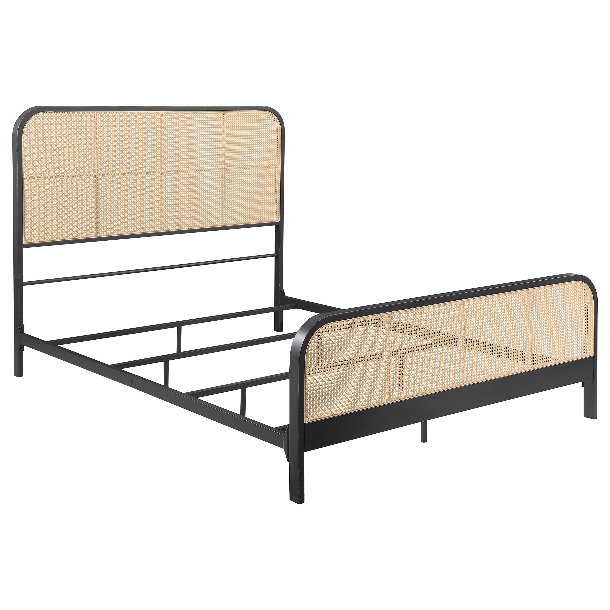 Lanewood Open Cane Webbing Metal Queen Bed Black-