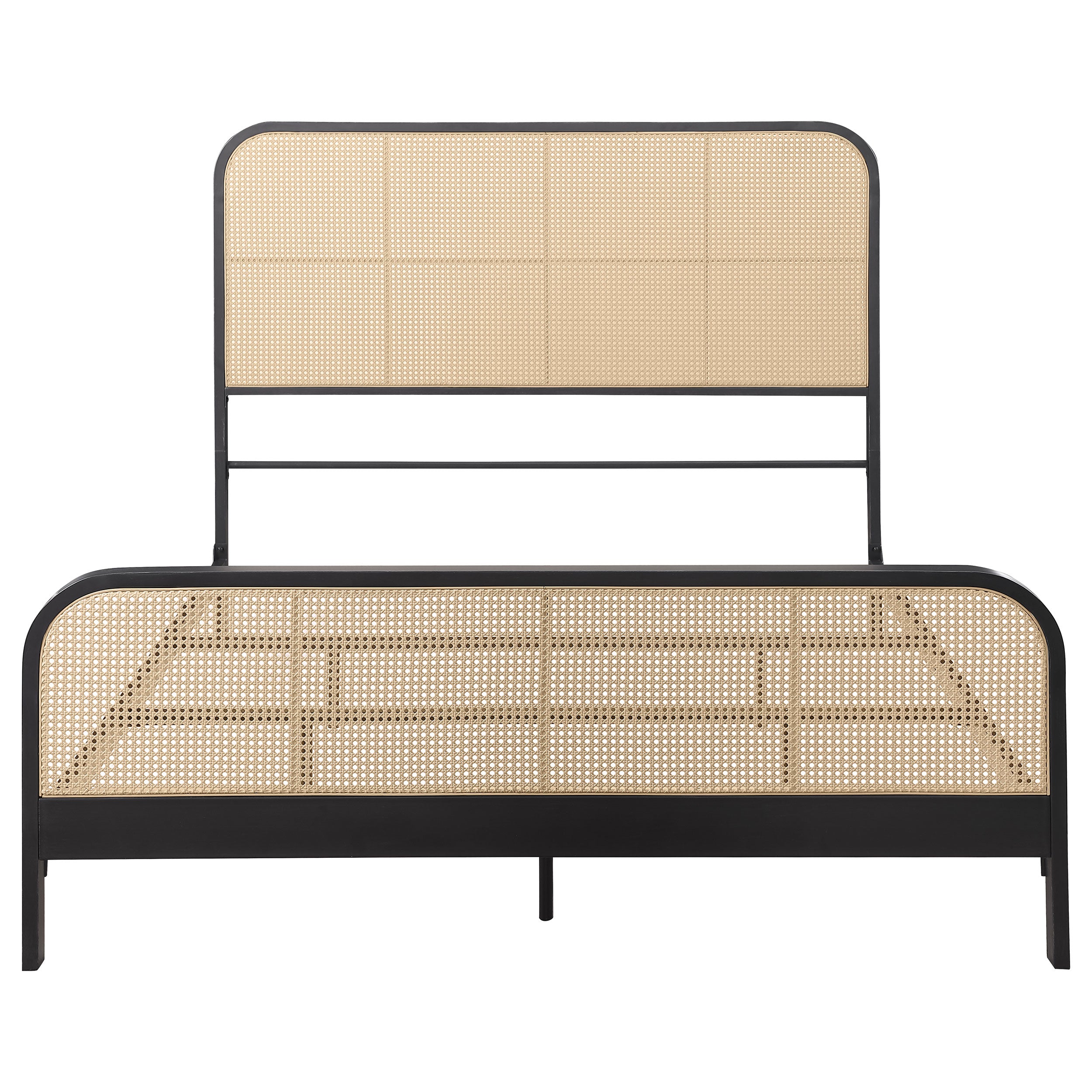 Lanewood Open Cane Webbing Metal Queen Bed Black-