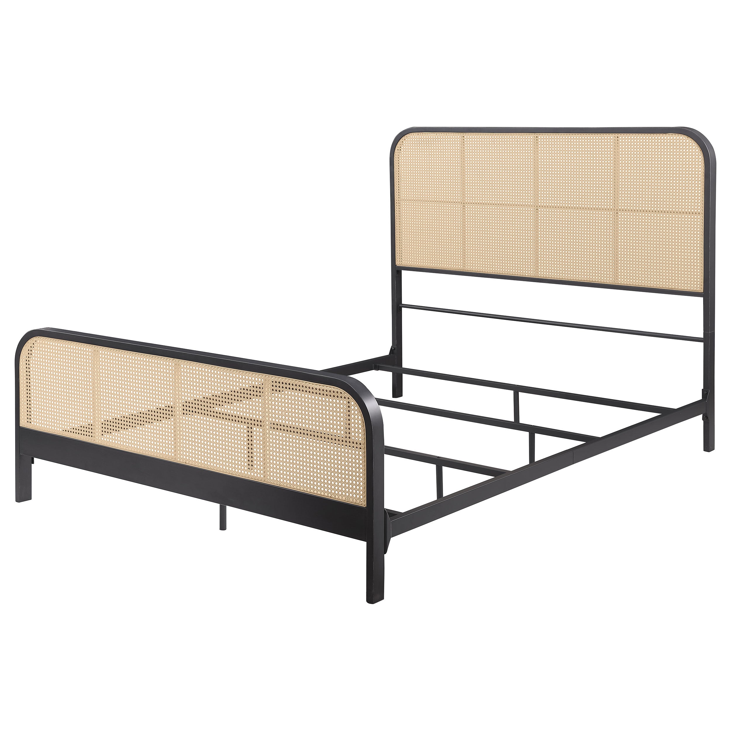Lanewood Open Cane Webbing Metal Queen Bed Black-