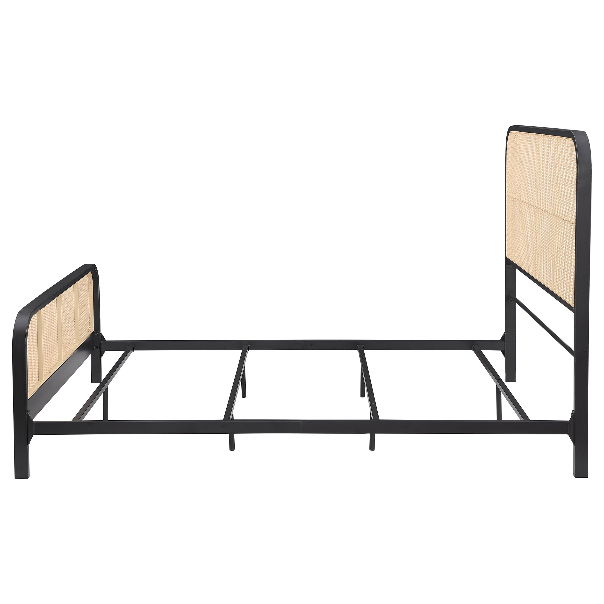Lanewood Open Cane Webbing Metal Queen Bed Black-