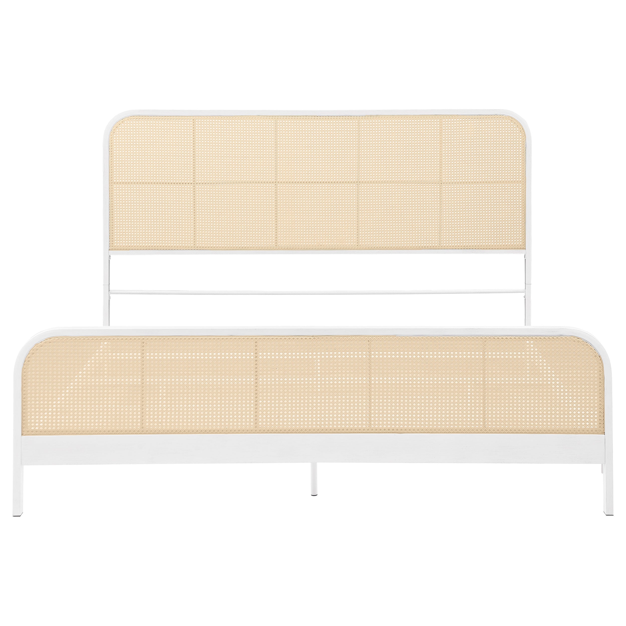 Lanewood Open Cane Webbing Metal Eastern King Bed White-