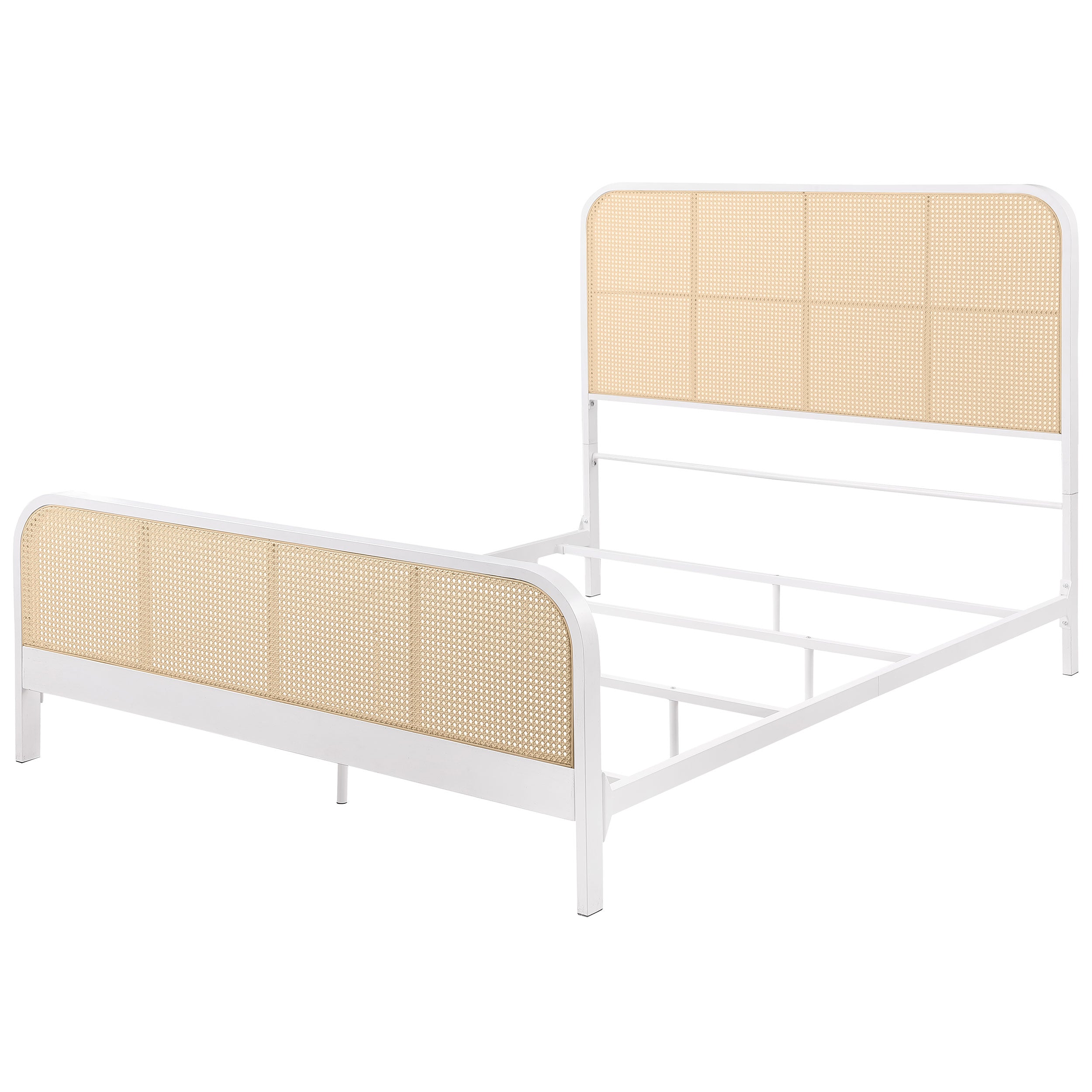 Lanewood Open Cane Webbing Metal Queen Bed White-