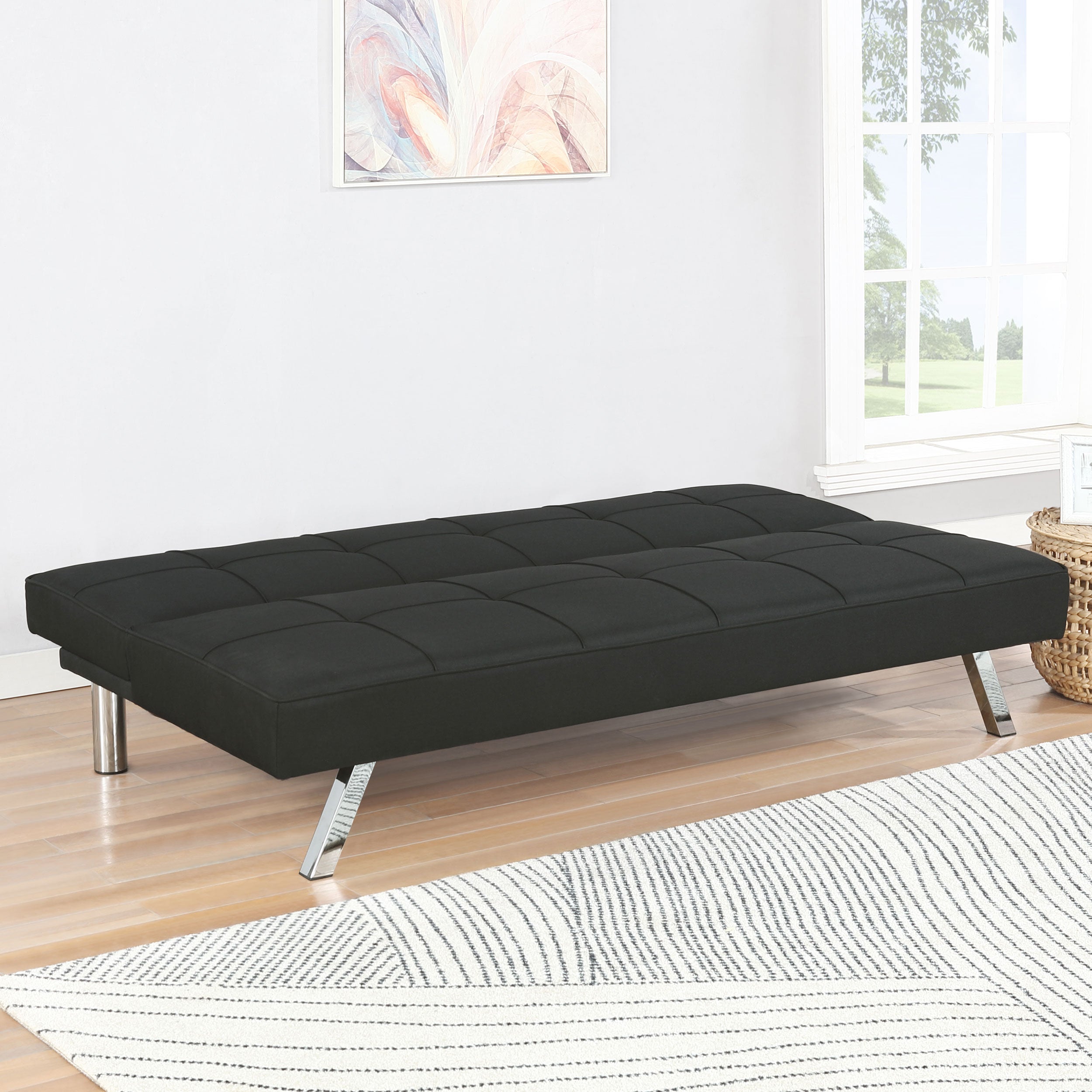 Joel Upholstered Tufted Convertible Sofa Bed Black-CoasterEveryday