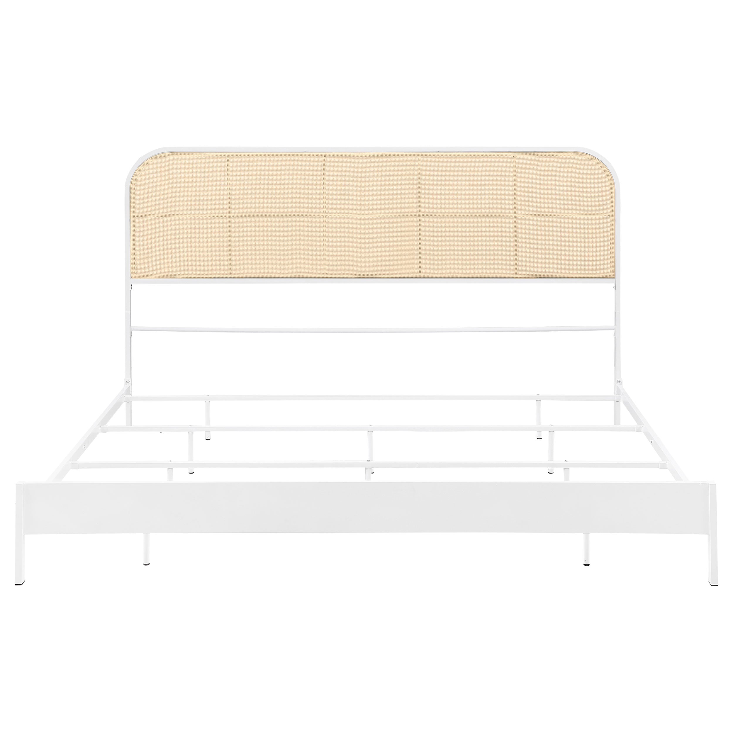 Amherst Radio Weave Rattan Metal Eastern King Bed White-