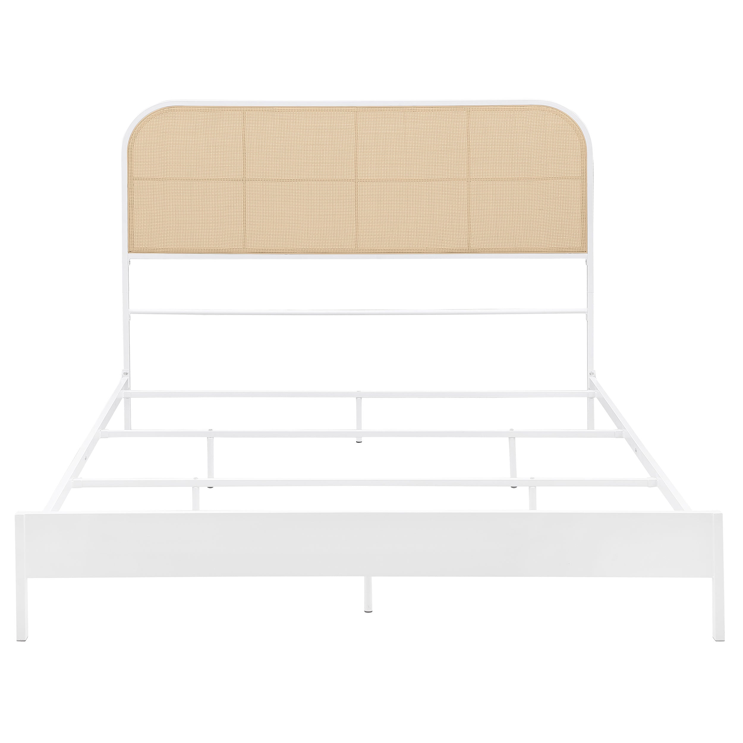 Amherst Radio Weave Rattan Metal Queen Bed White-