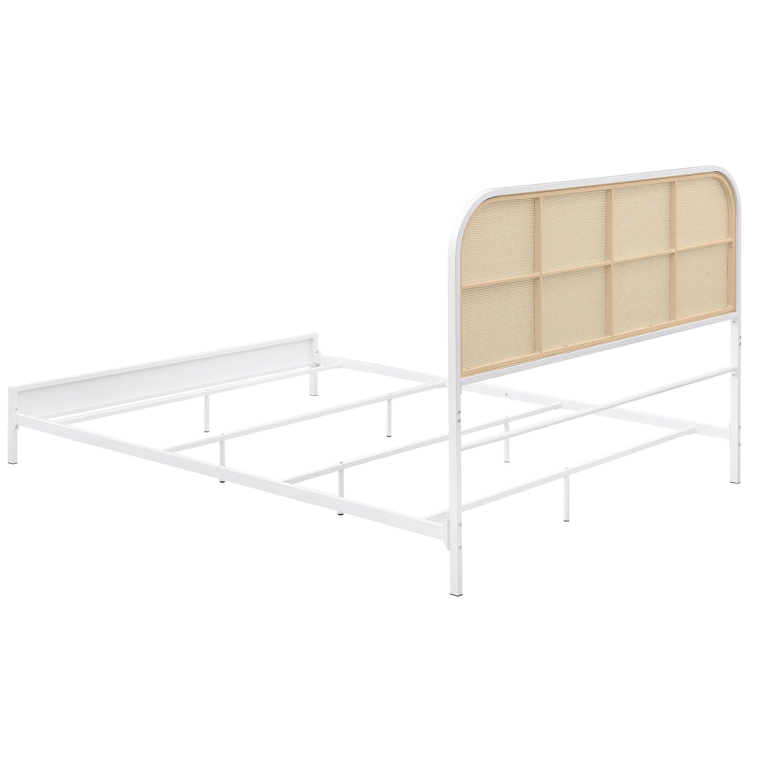 Amherst Radio Weave Rattan Metal Queen Bed White-