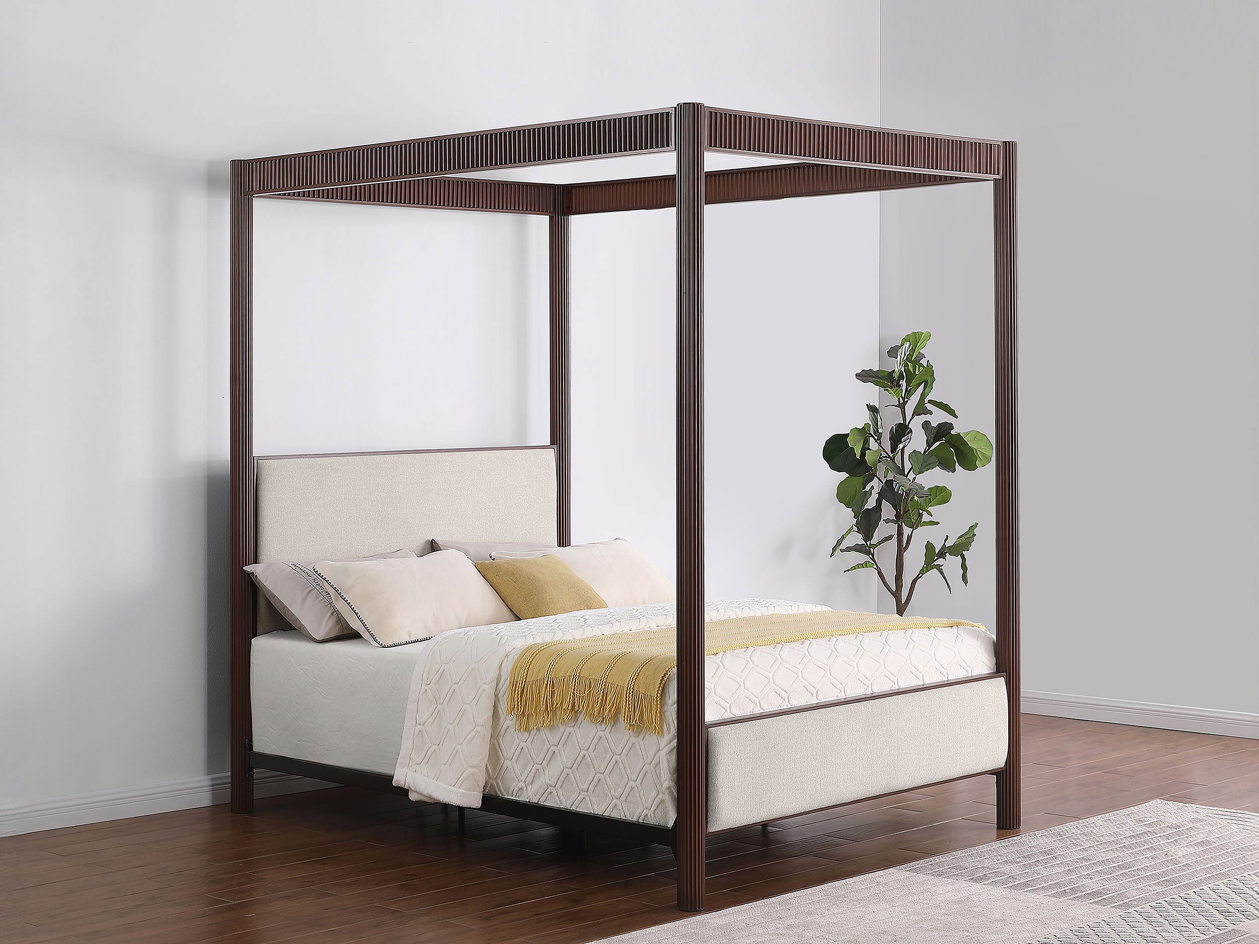 Zimmerlee 89-inch Metal Queen Canopy Bed Rust Brown-